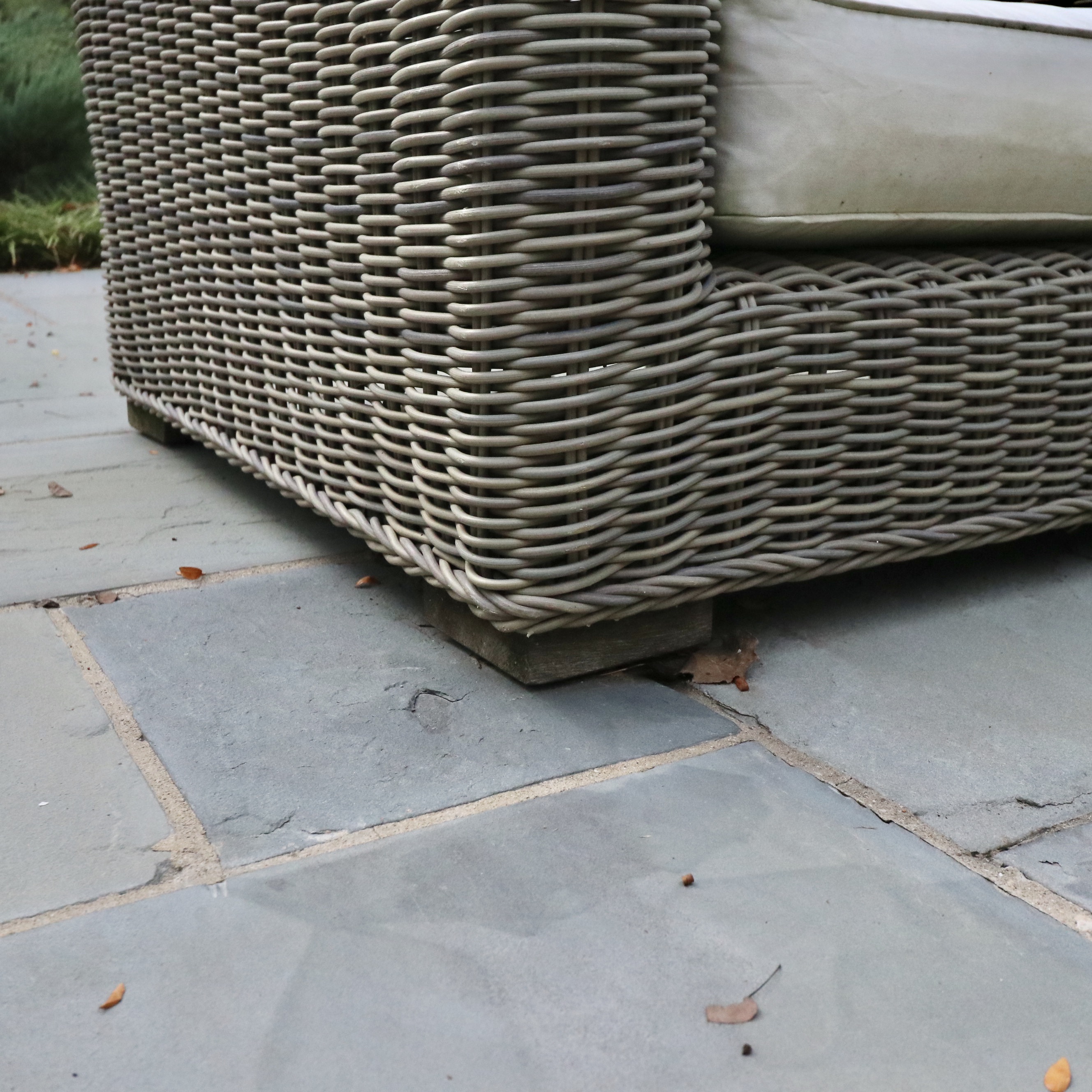 Restoration Hardware PE Rattan Outdoor Seating with Canvas Cushions, & Tables