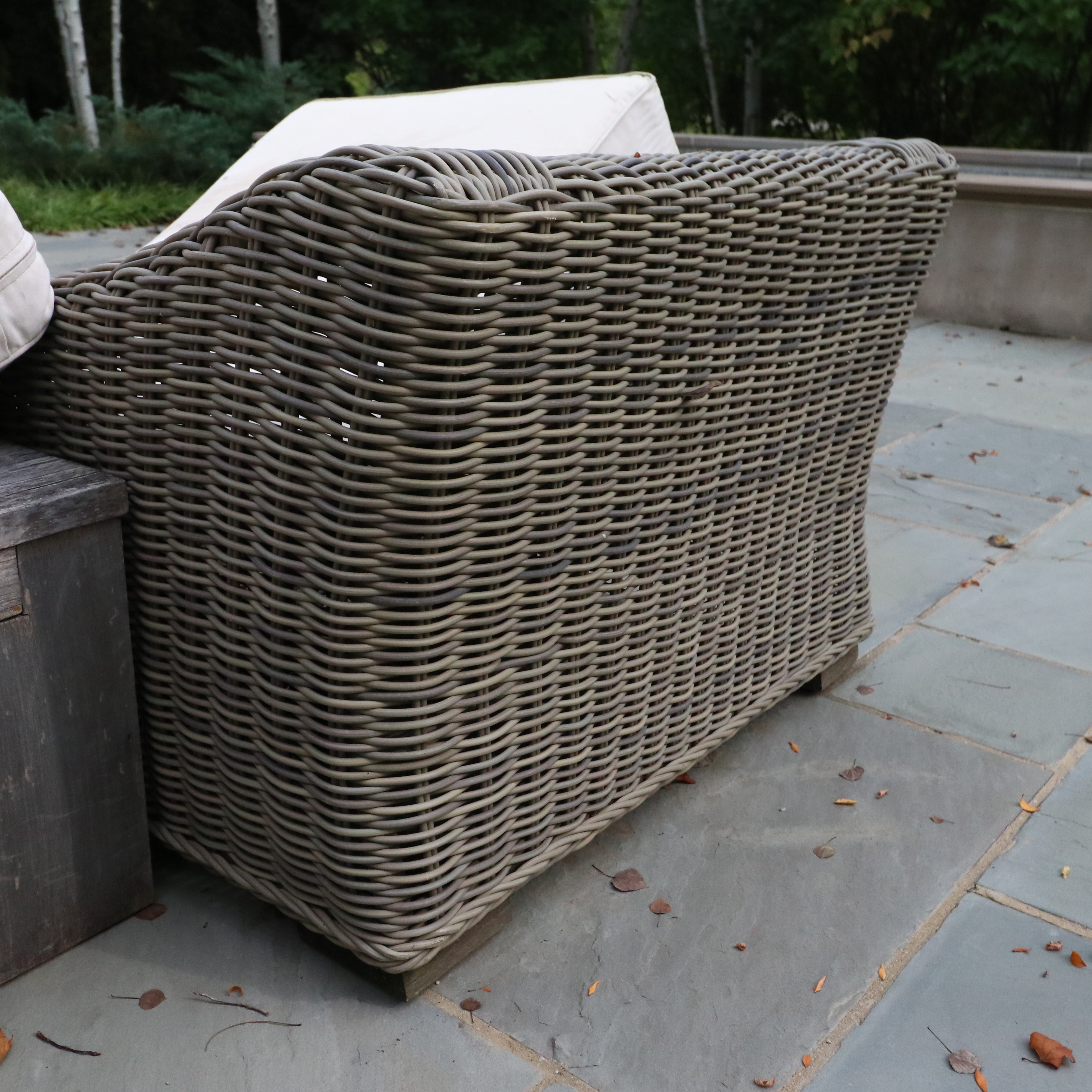 Restoration Hardware PE Rattan Outdoor Seating with Canvas Cushions, & Tables
