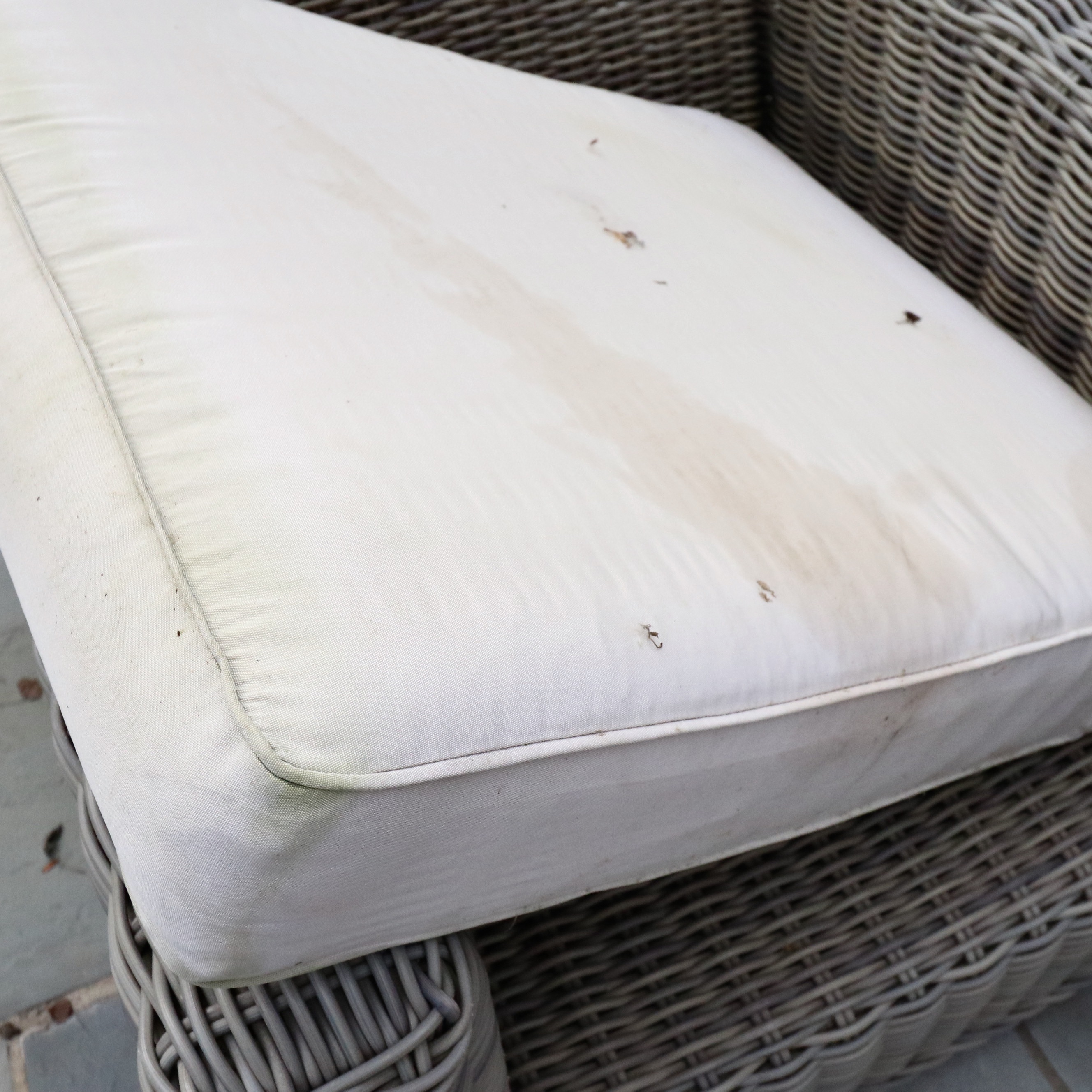 Restoration Hardware PE Rattan Outdoor Seating with Canvas Cushions, & Tables