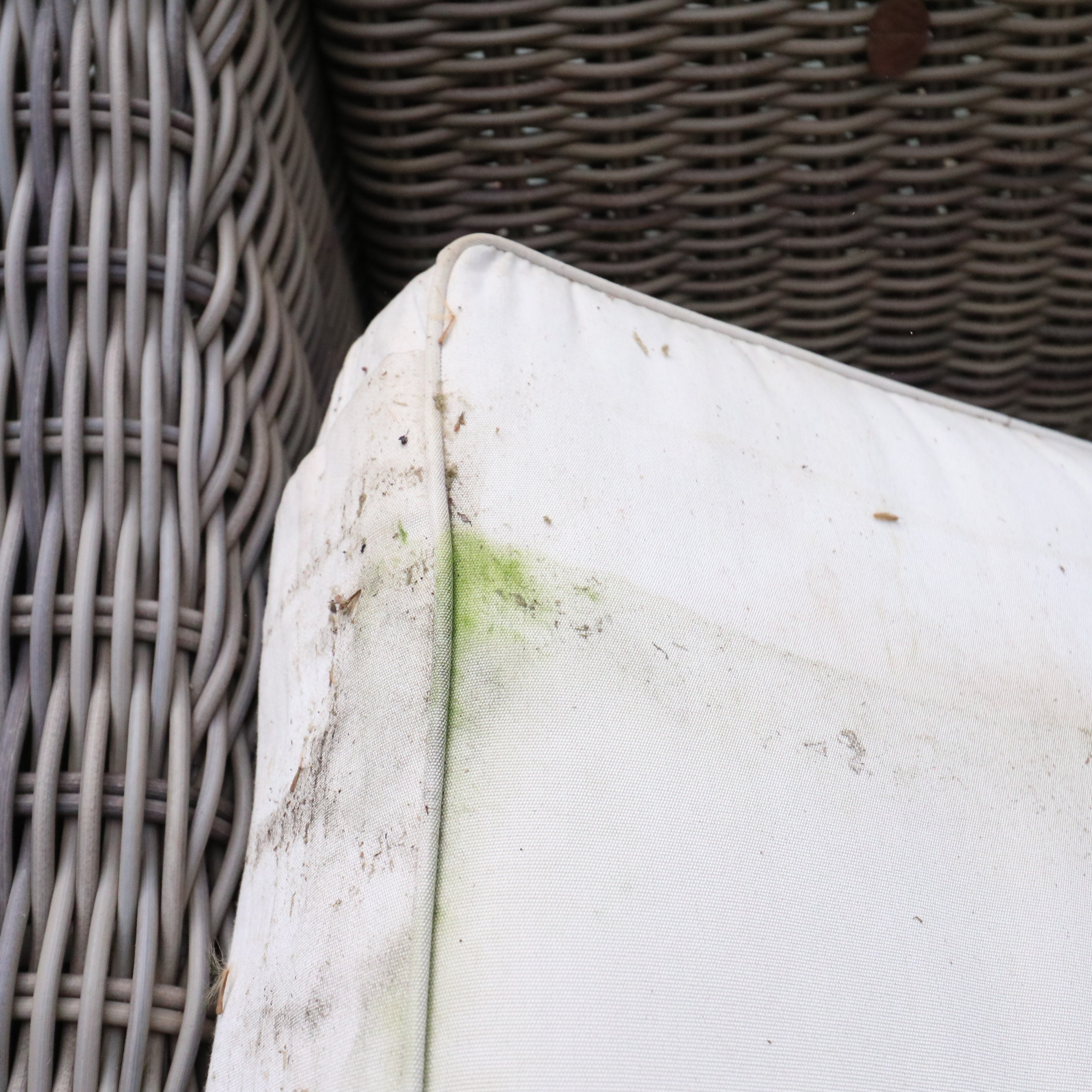 Restoration Hardware PE Rattan Outdoor Seating with Canvas Cushions, & Tables