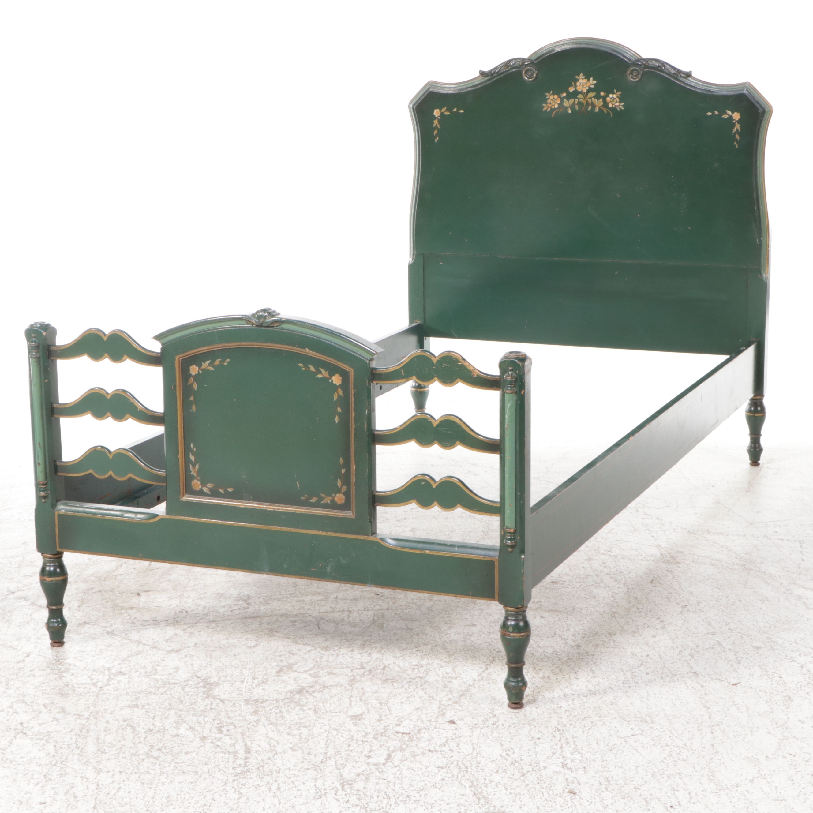 Stickley Bros. Colonial Style Painted Wood Twin Bed Frames and Nightstand