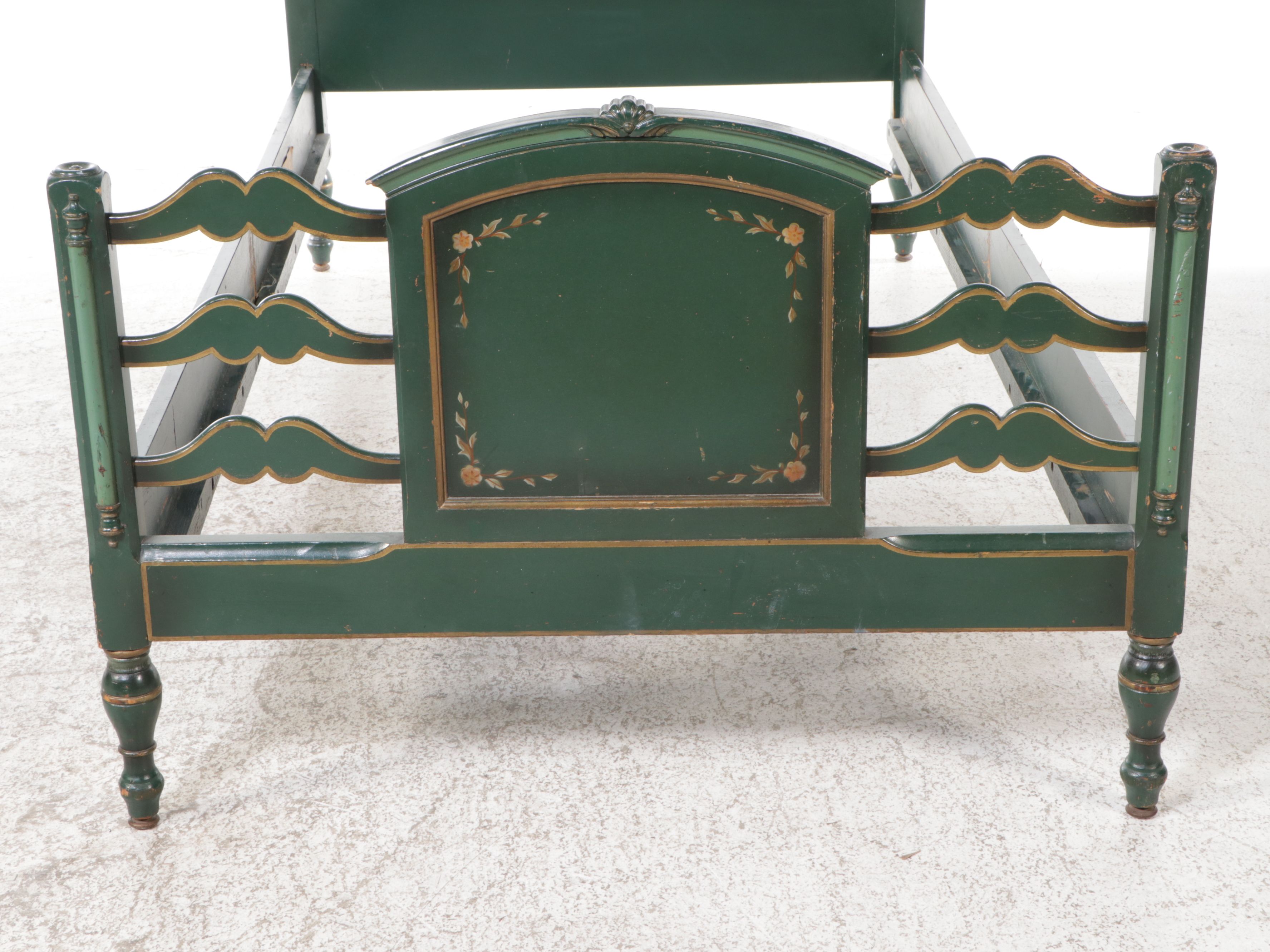 Stickley Bros. Colonial Style Painted Wood Twin Bed Frames and Nightstand