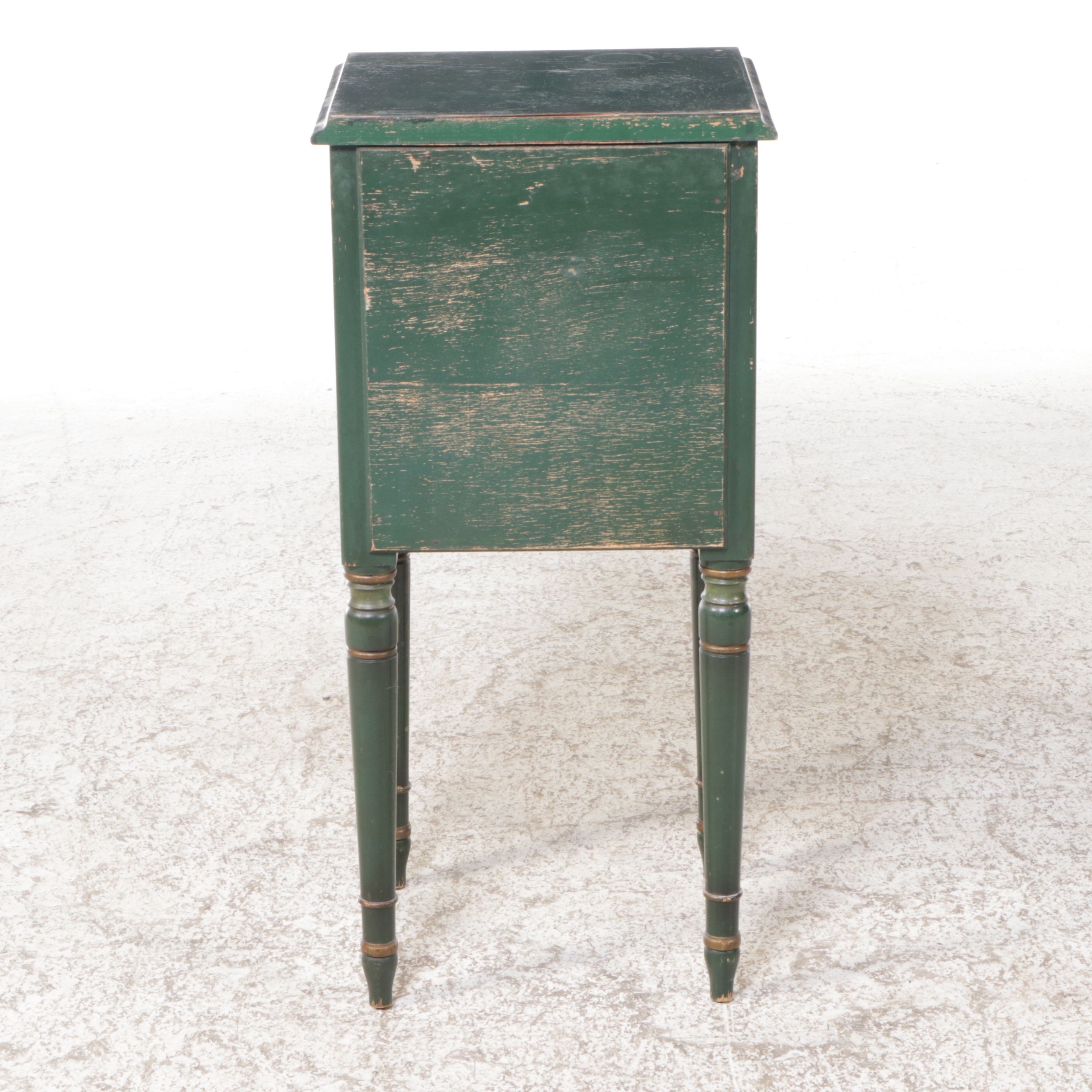 Stickley Bros. Colonial Style Painted Wood Twin Bed Frames and Nightstand