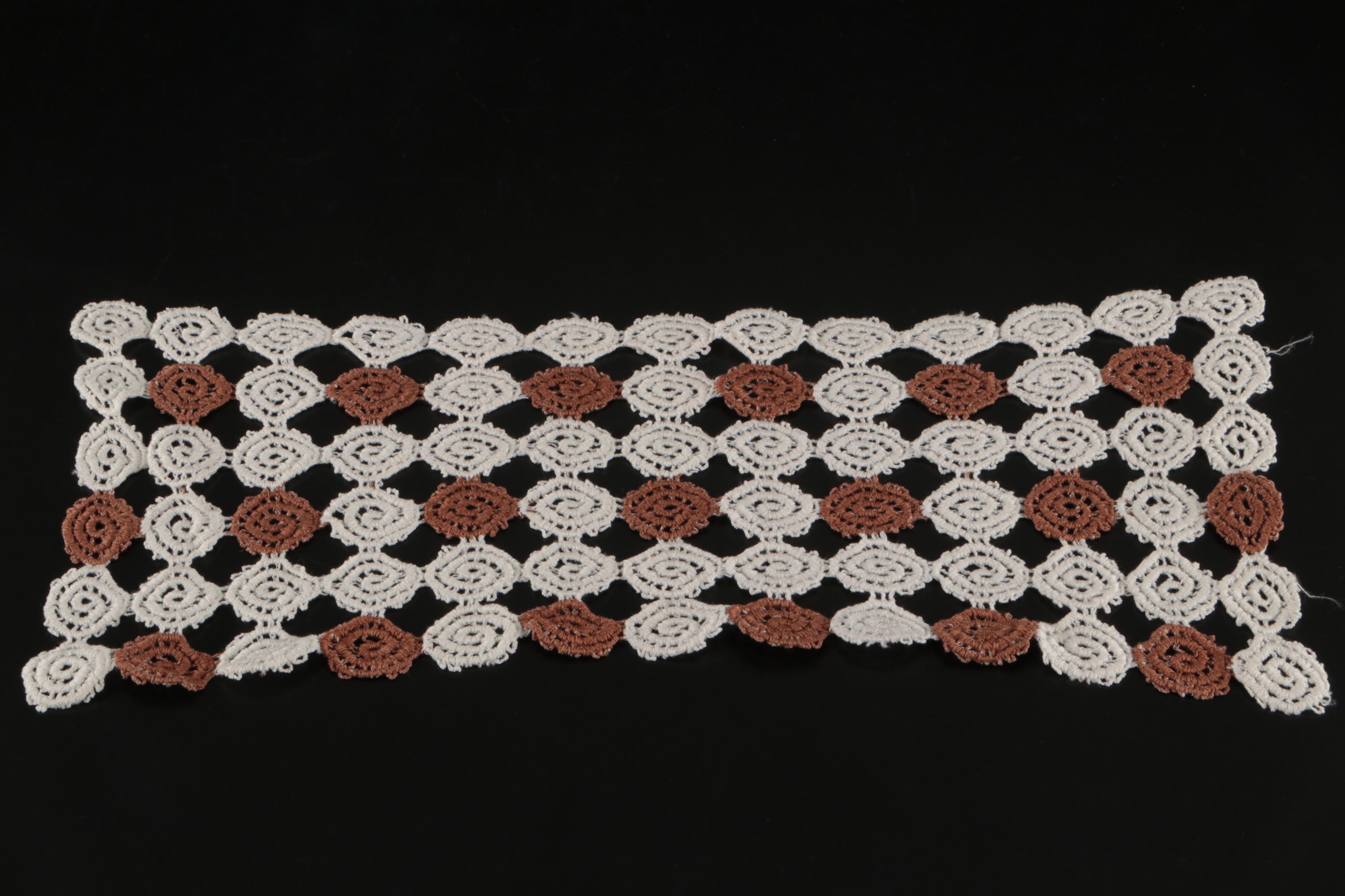 Beige Floral Lace Table Cloth and Small Runner