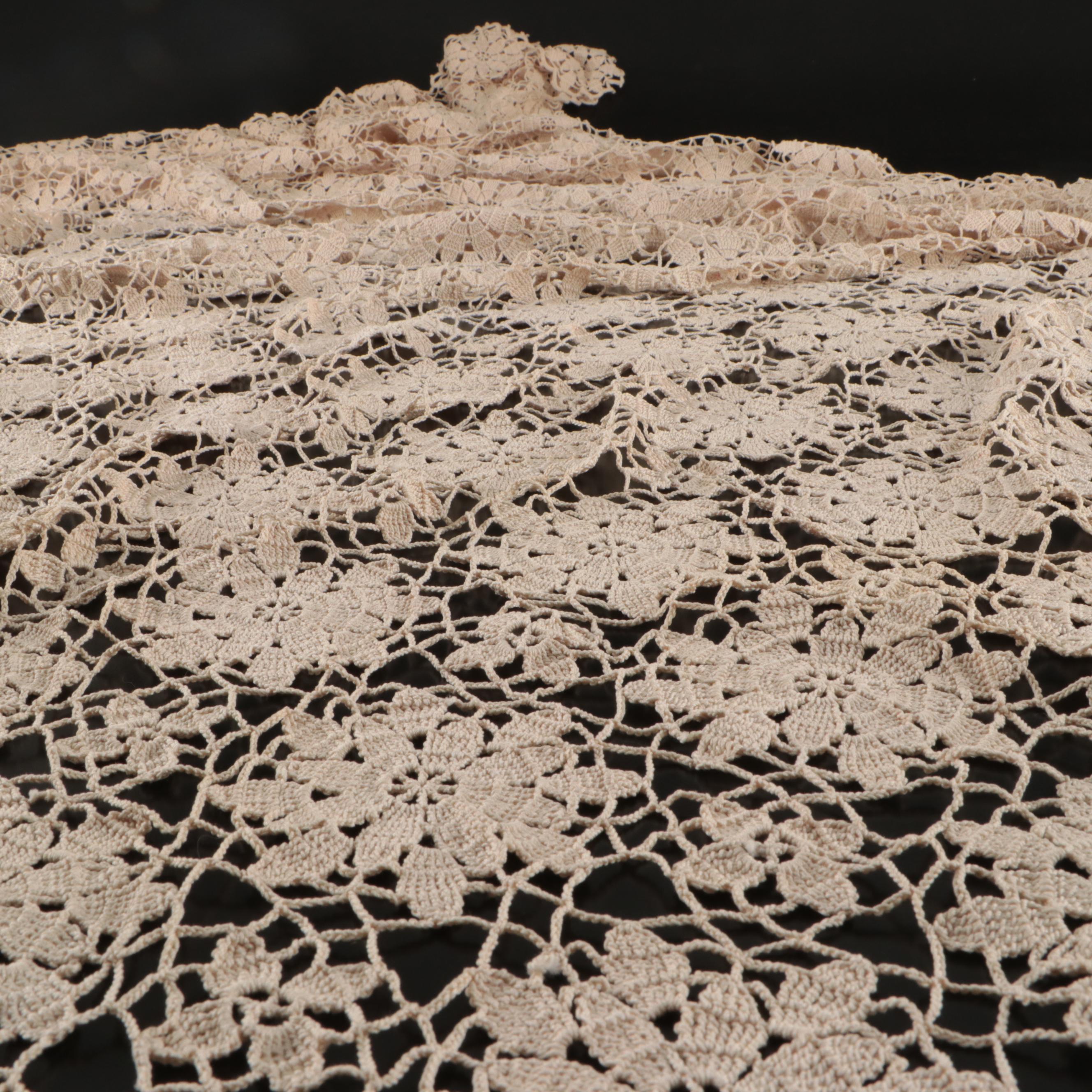 Beige Floral Lace Table Cloth and Small Runner