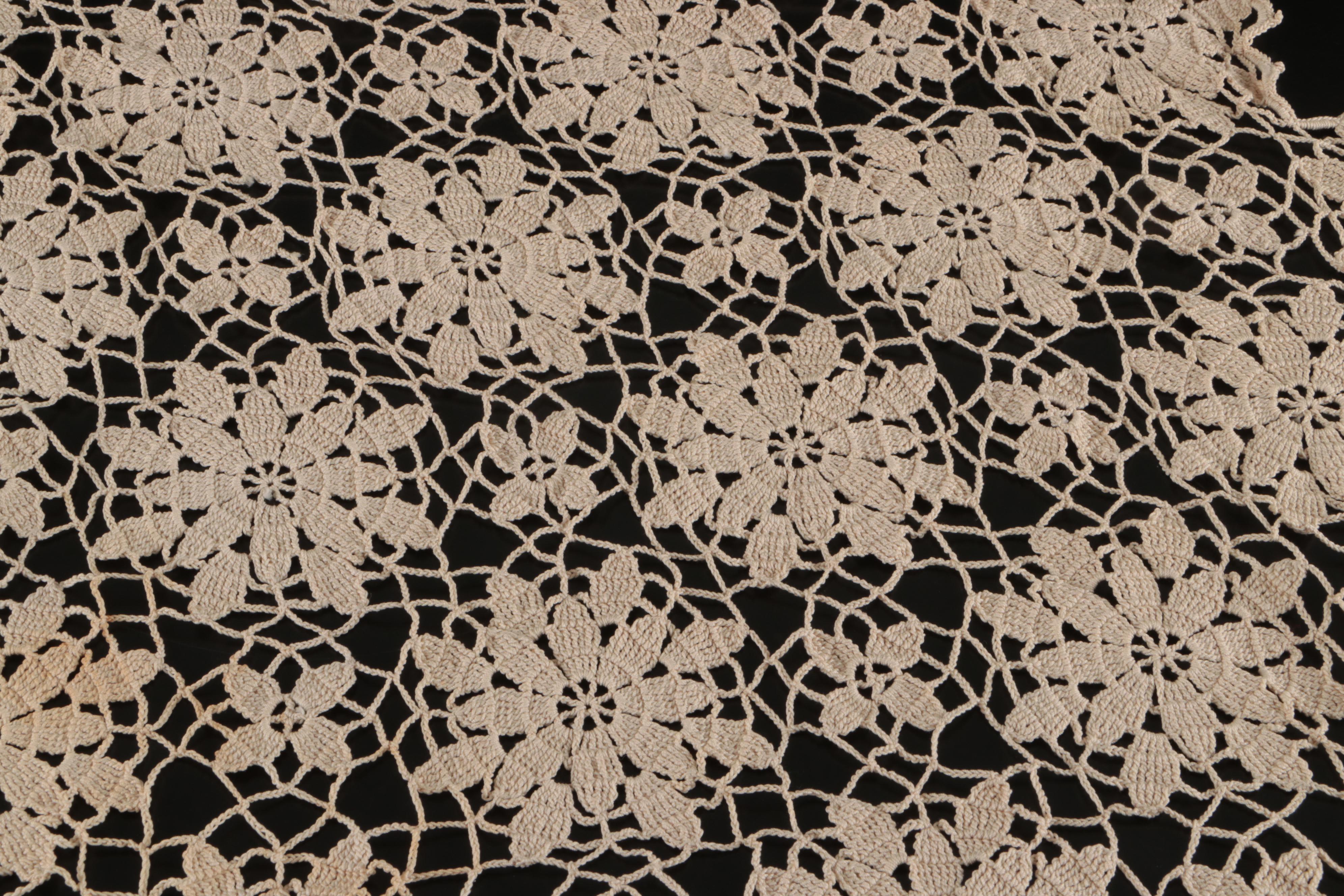 Beige Floral Lace Table Cloth and Small Runner