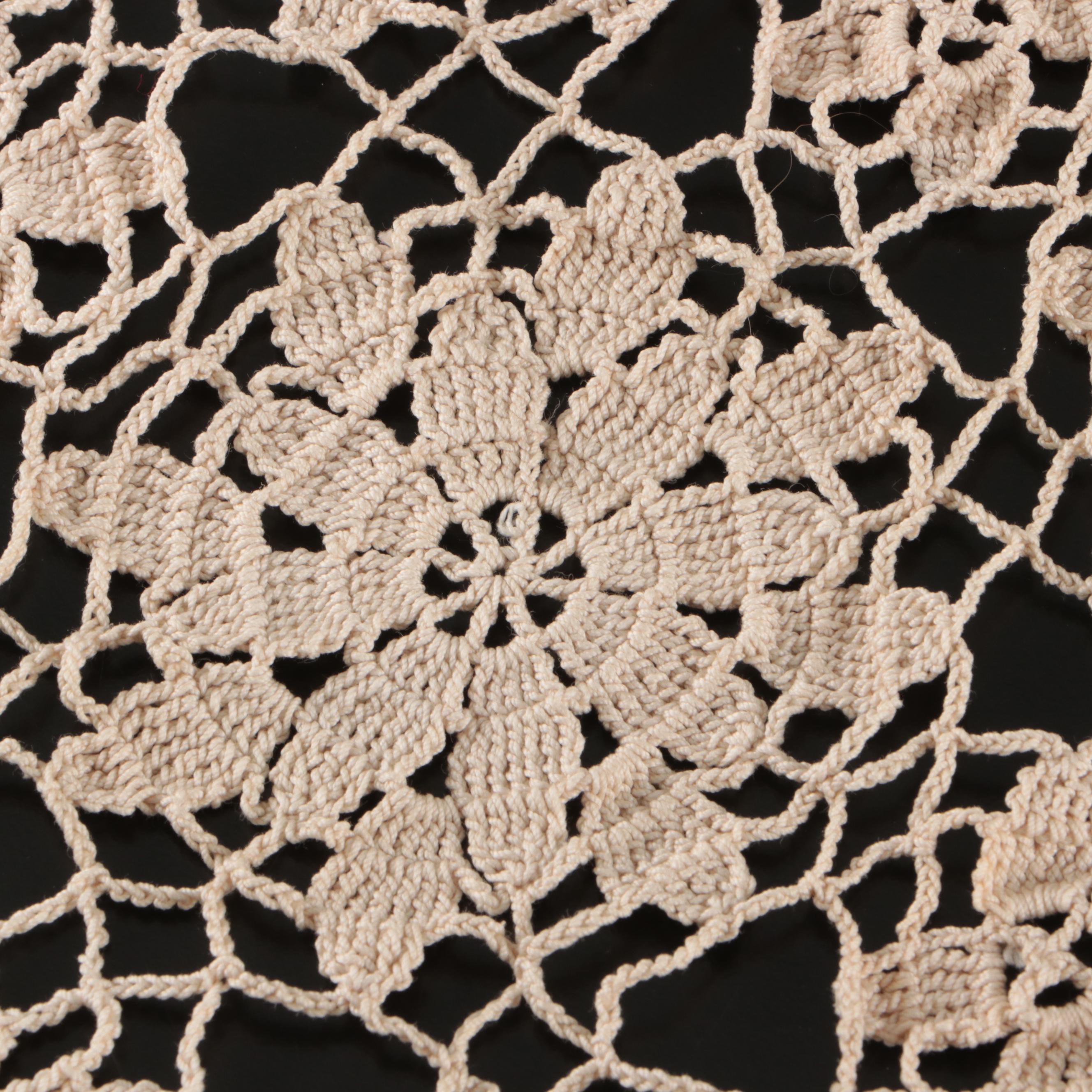 Beige Floral Lace Table Cloth and Small Runner