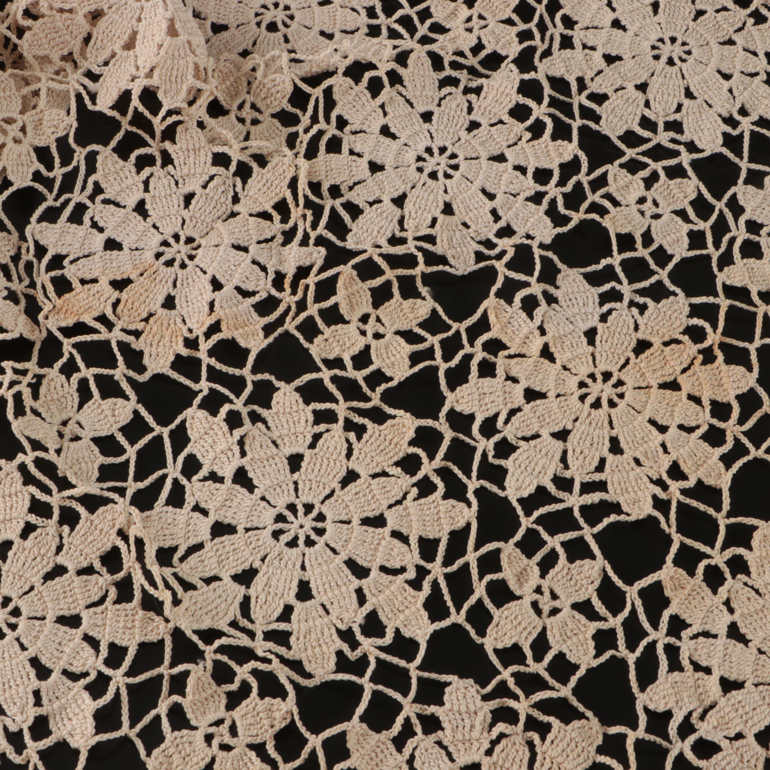 Beige Floral Lace Table Cloth and Small Runner