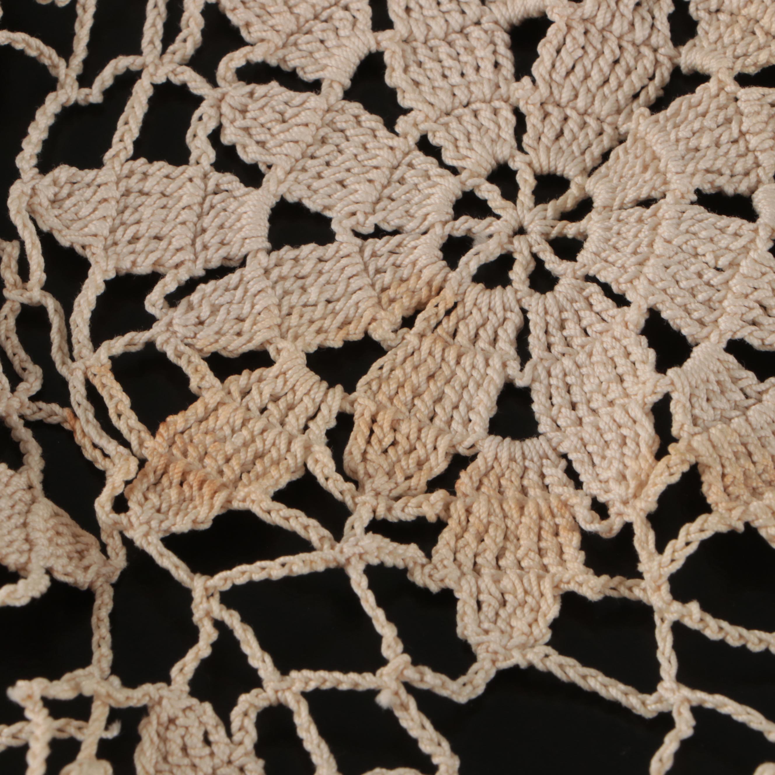 Beige Floral Lace Table Cloth and Small Runner