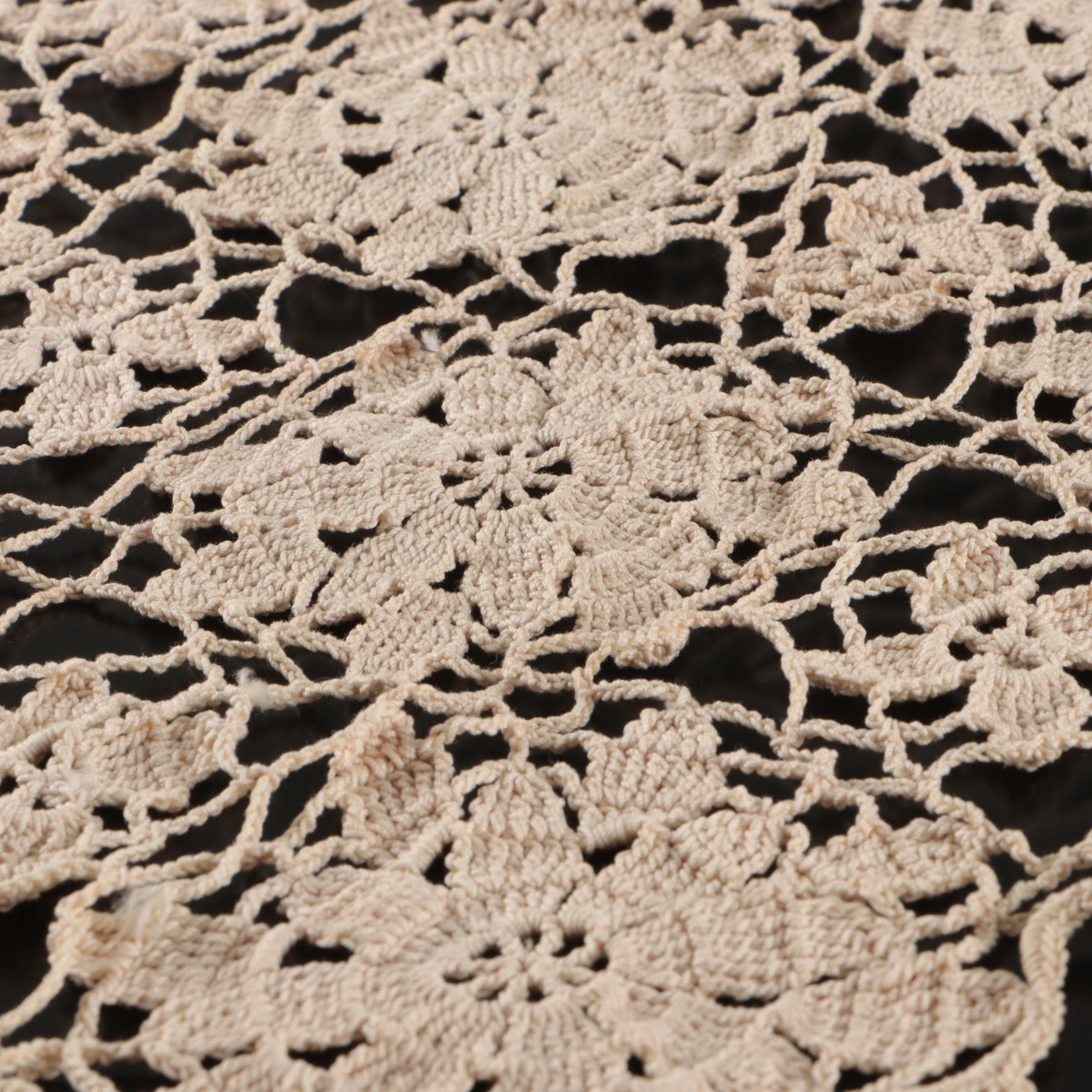Beige Floral Lace Table Cloth and Small Runner