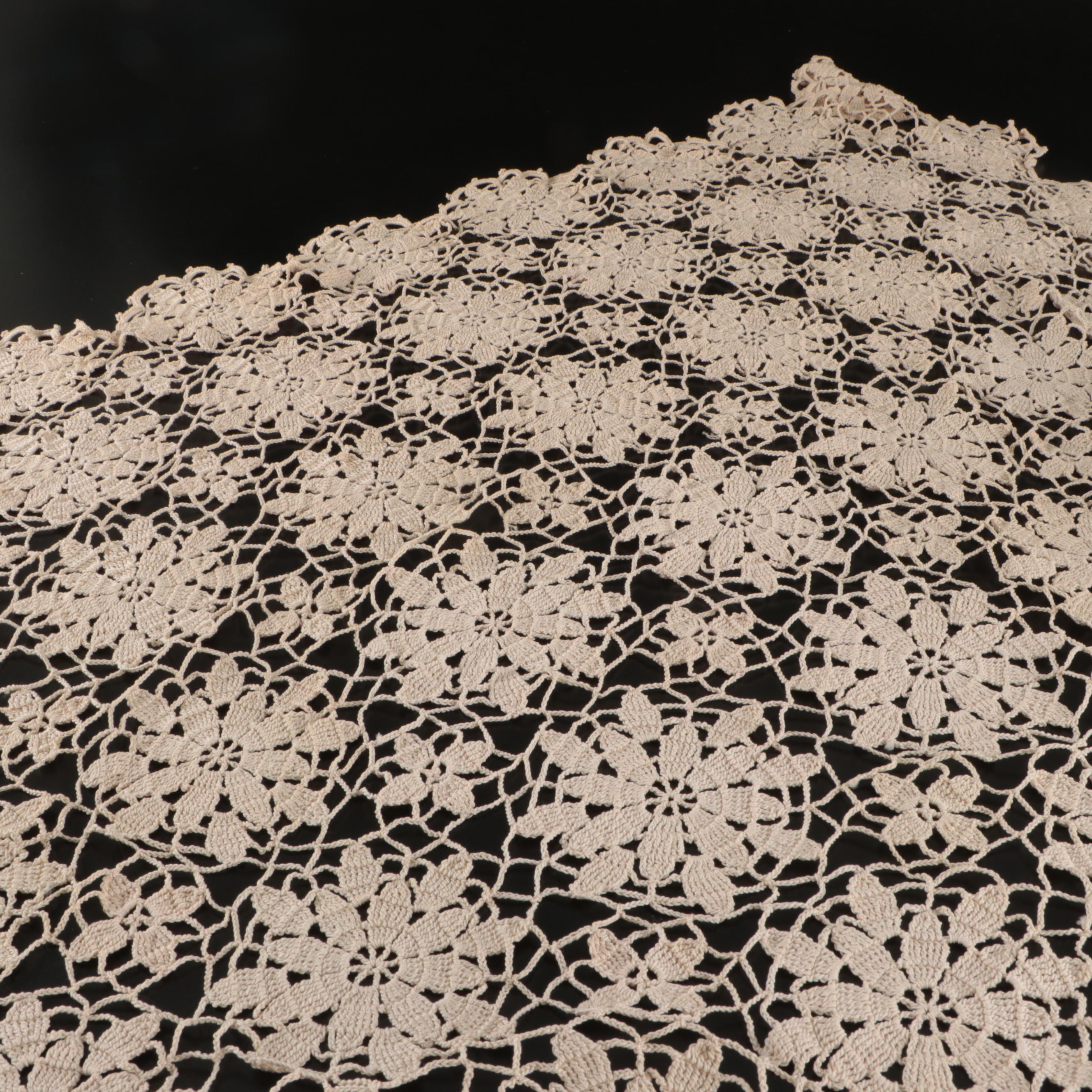 Beige Floral Lace Table Cloth and Small Runner