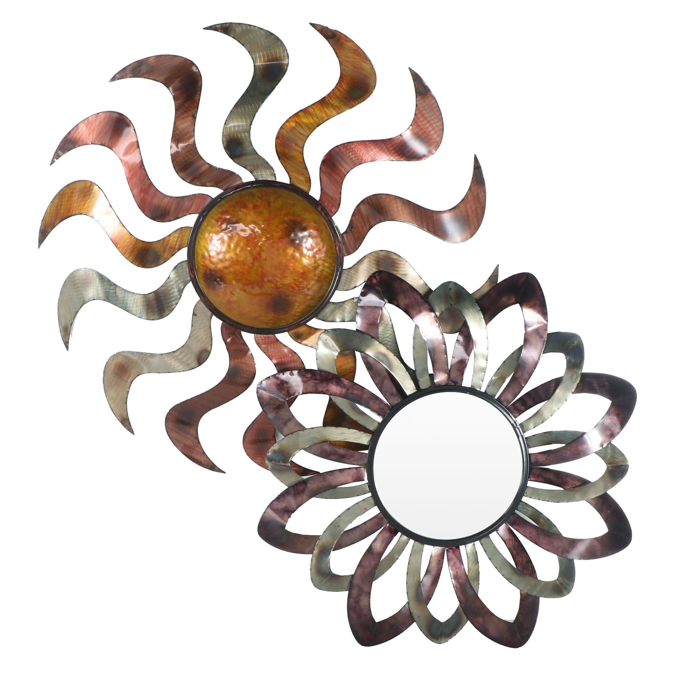 Metal Sun Wall Décor with Metal Sun Hanging Mirror