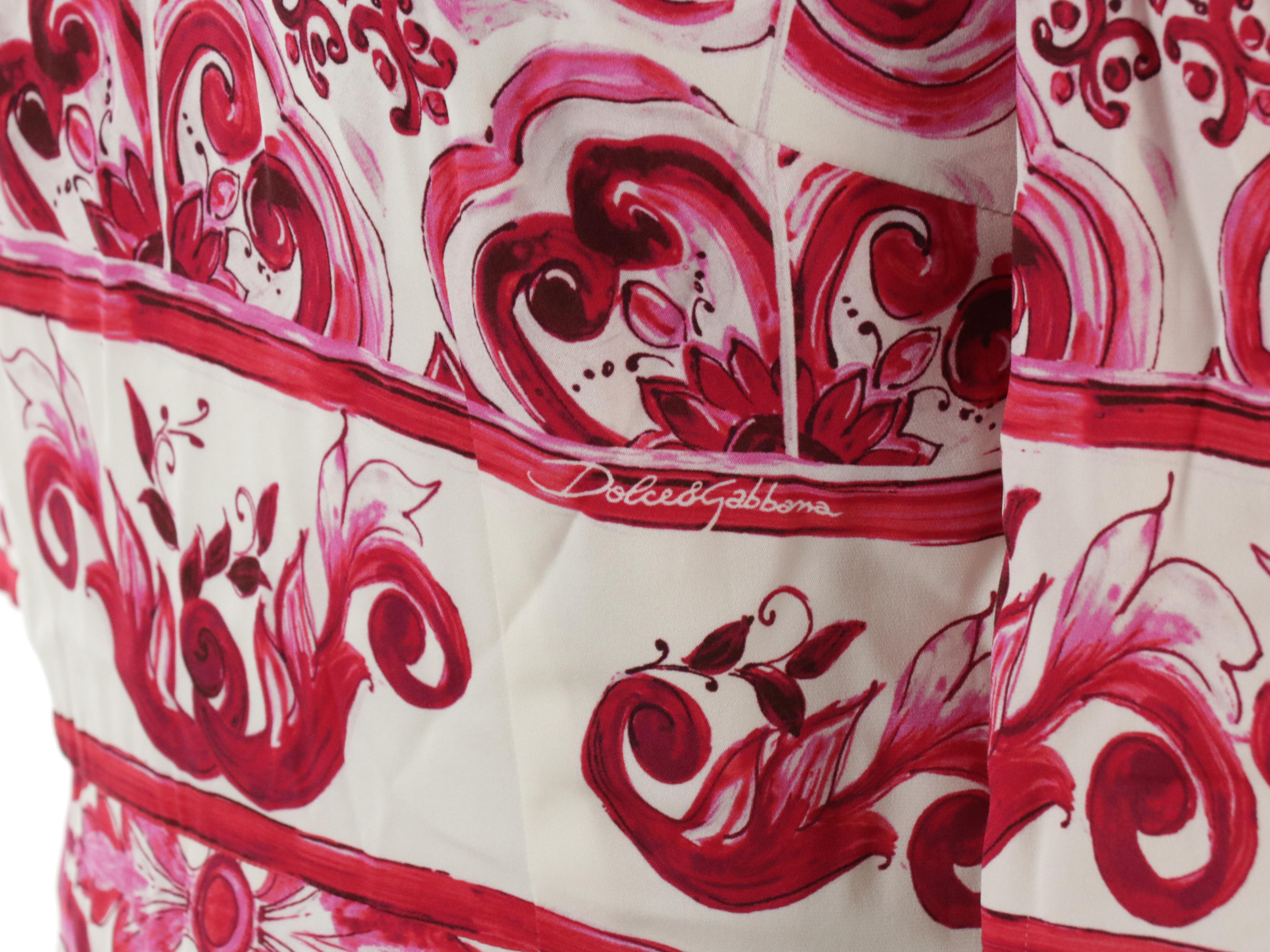 Dolce & Gabbana Majolica Print Midi Dress in Silk-Blend Charmeuse