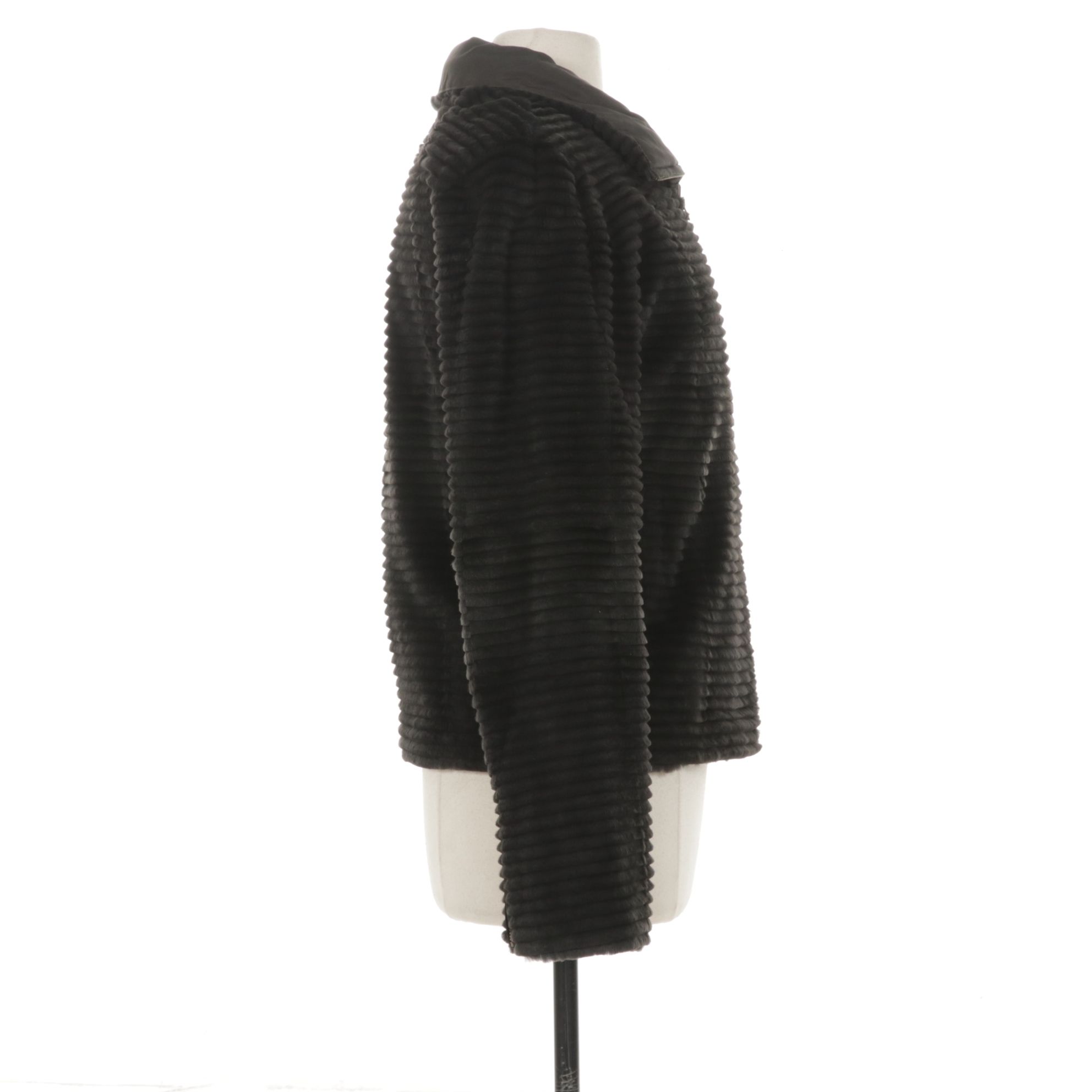 Trilogy Collections Ribbed Sheared Mink Fur Reversible Jacket