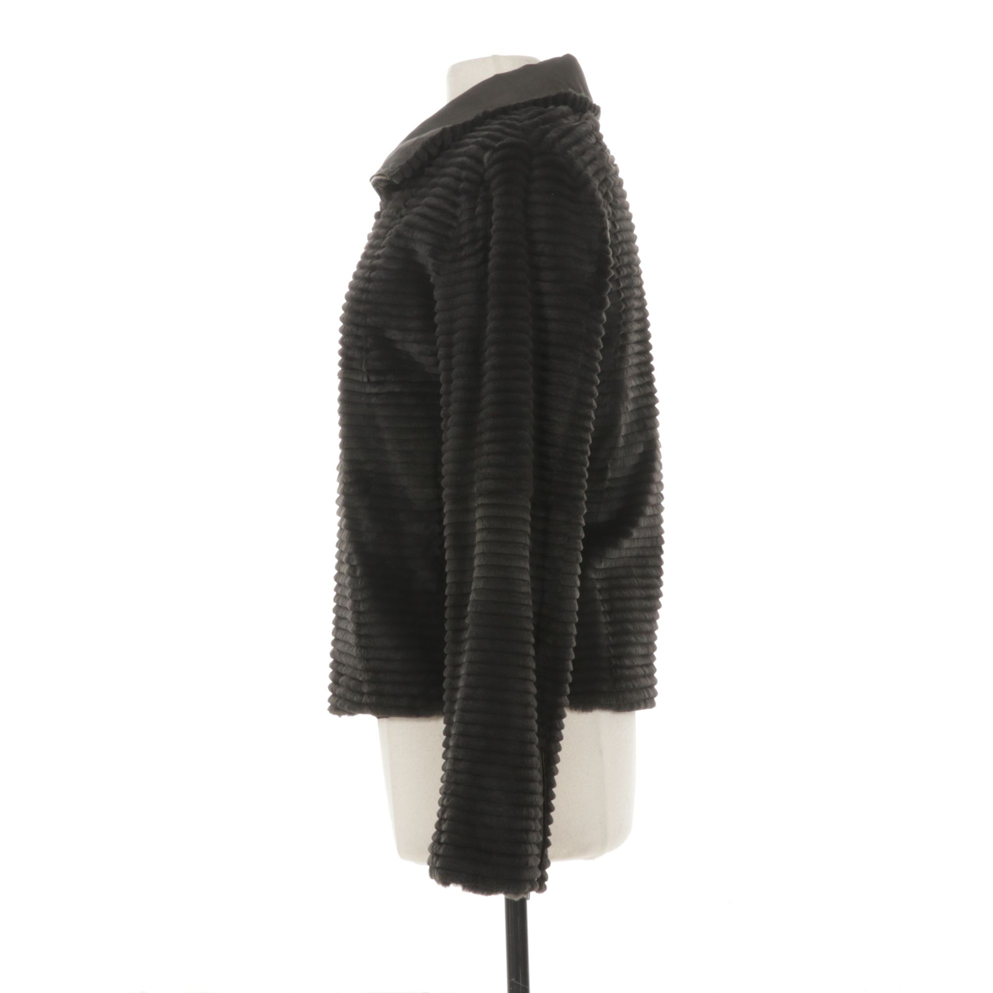 Trilogy Collections Ribbed Sheared Mink Fur Reversible Jacket