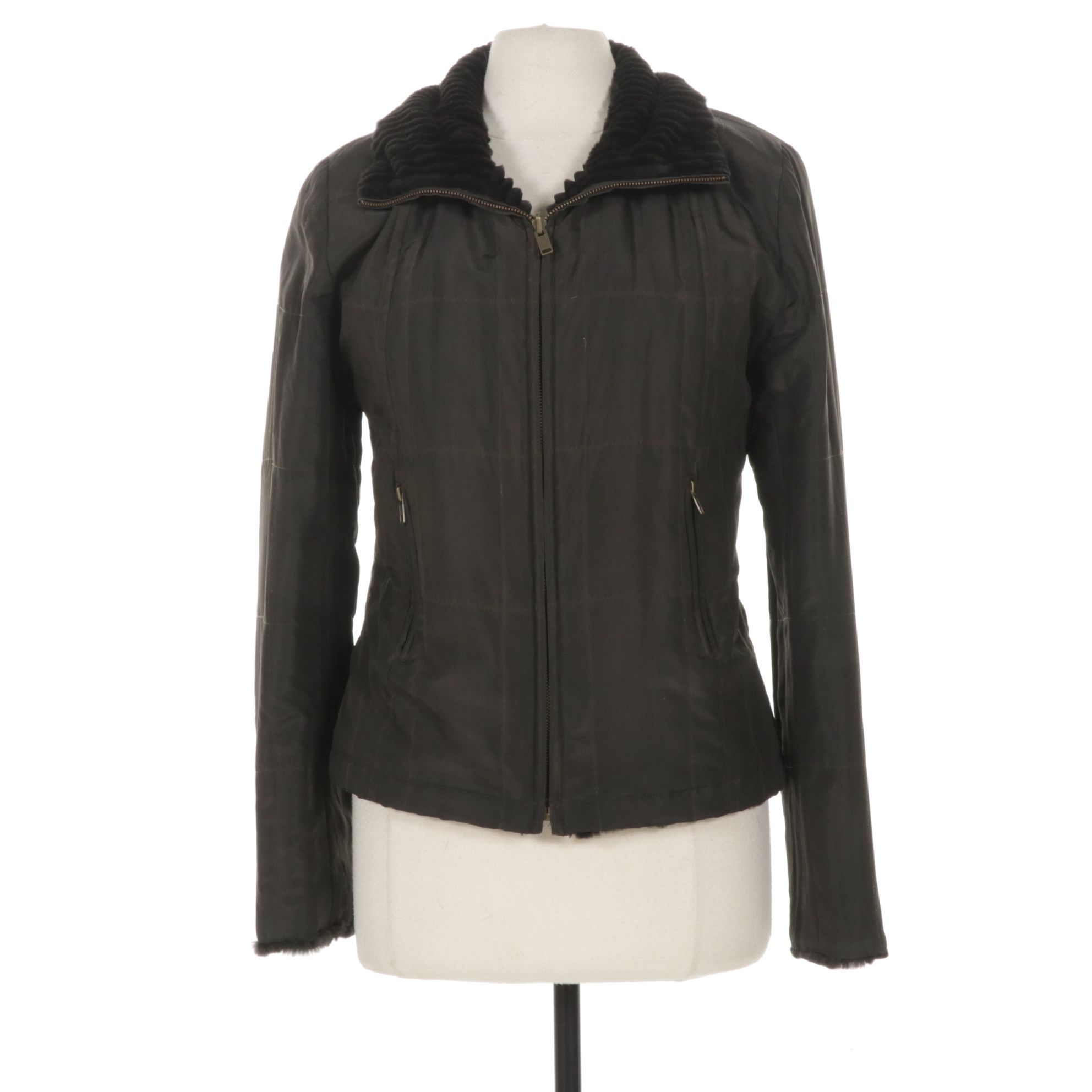 Trilogy Collections Ribbed Sheared Mink Fur Reversible Jacket