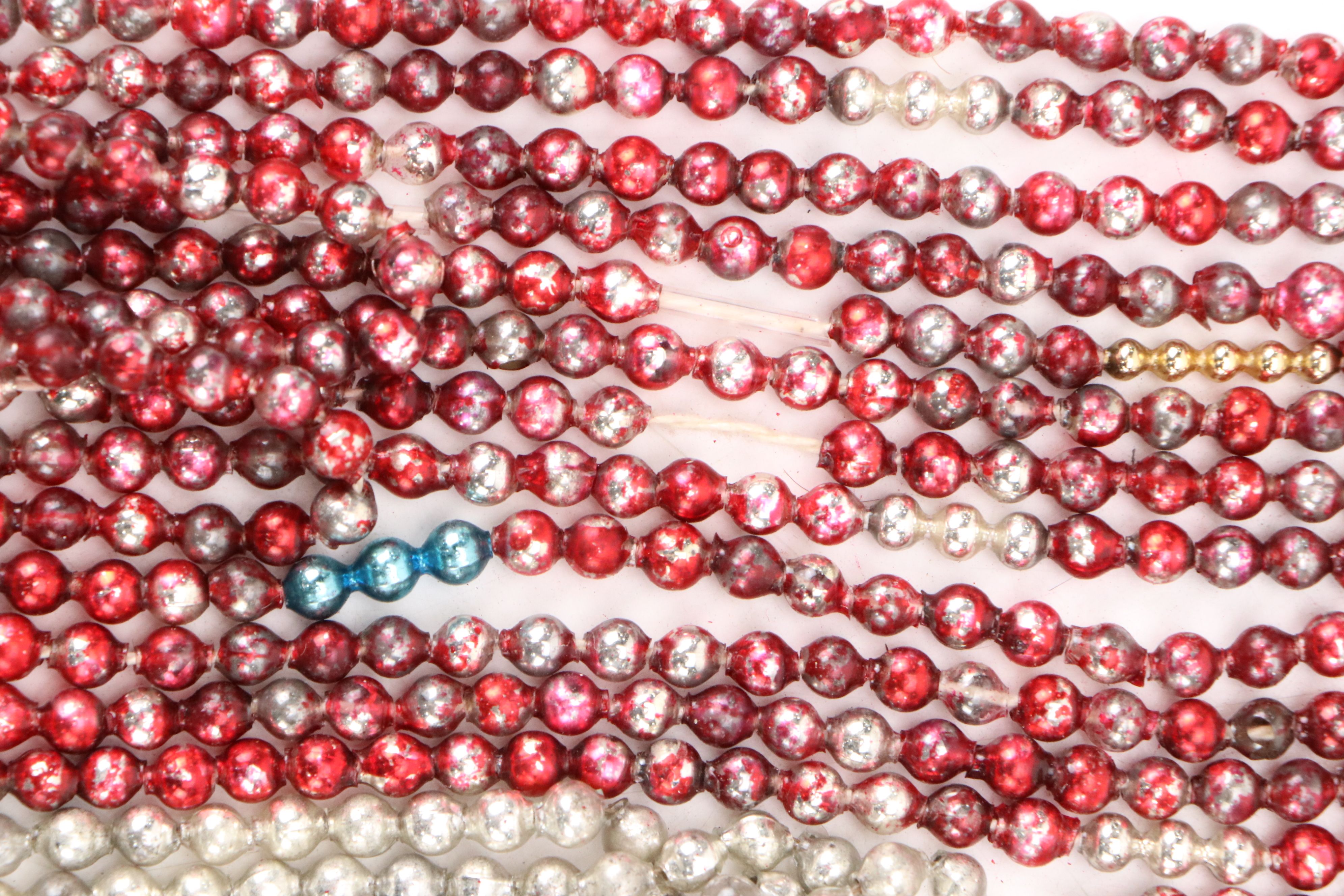 Vintage Red, Silver and Other Plastic Christmas Garland with Folk Art Car