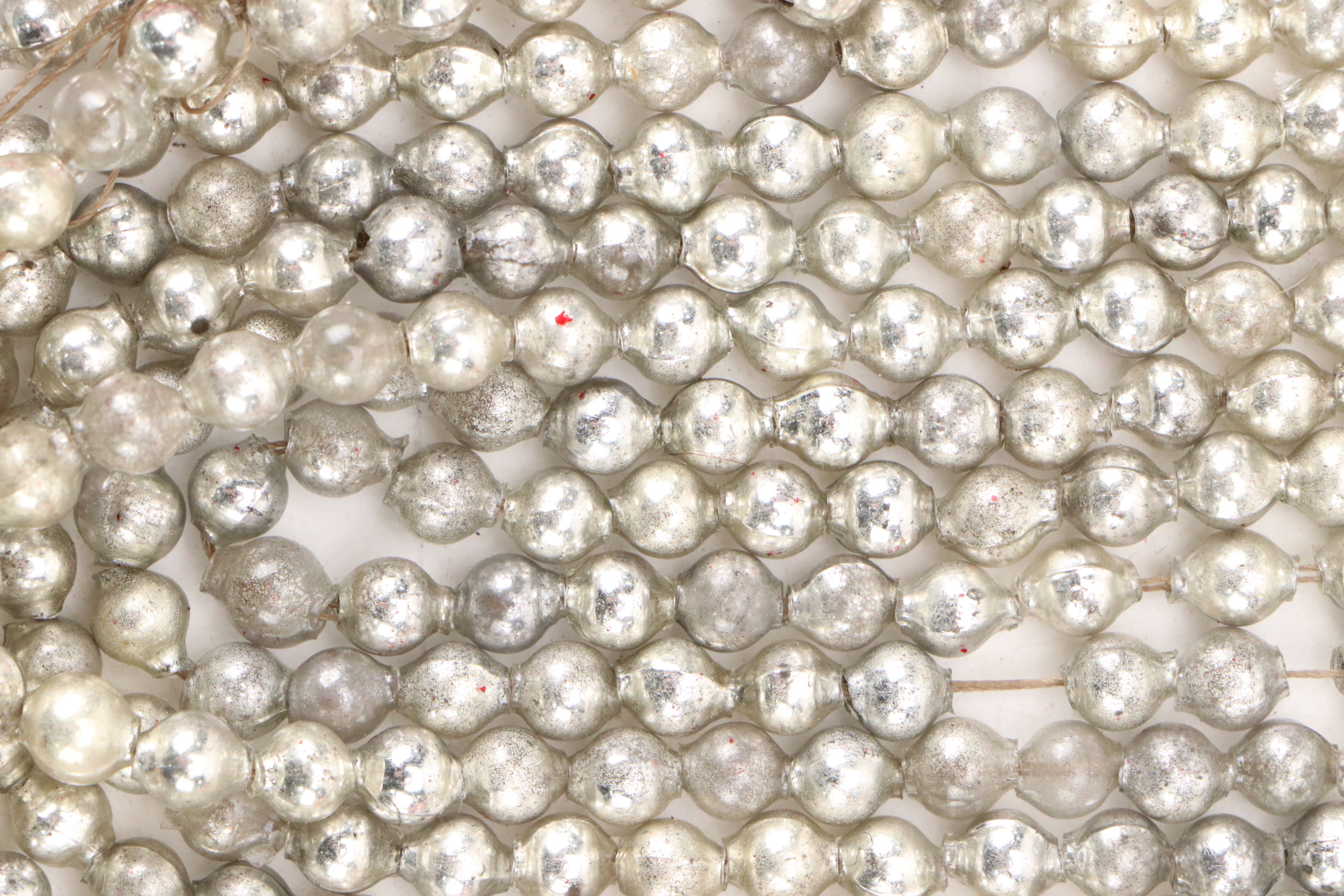 Vintage Red, Silver and Other Plastic Christmas Garland with Folk Art Car