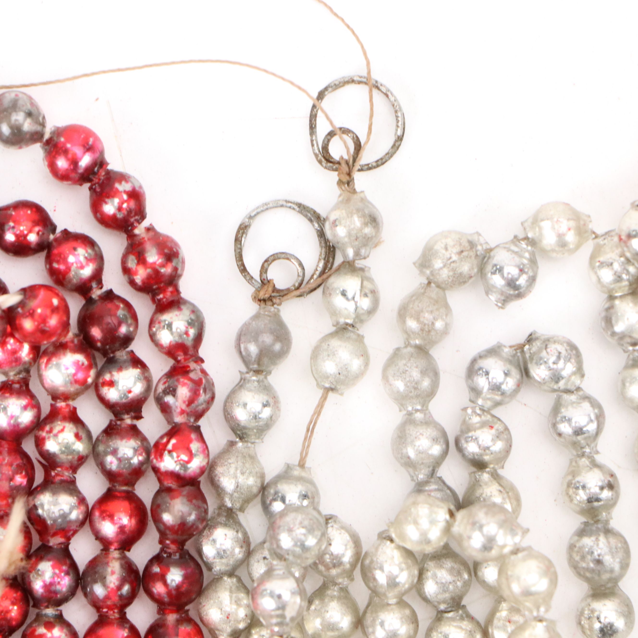 Vintage Red, Silver and Other Plastic Christmas Garland with Folk Art Car