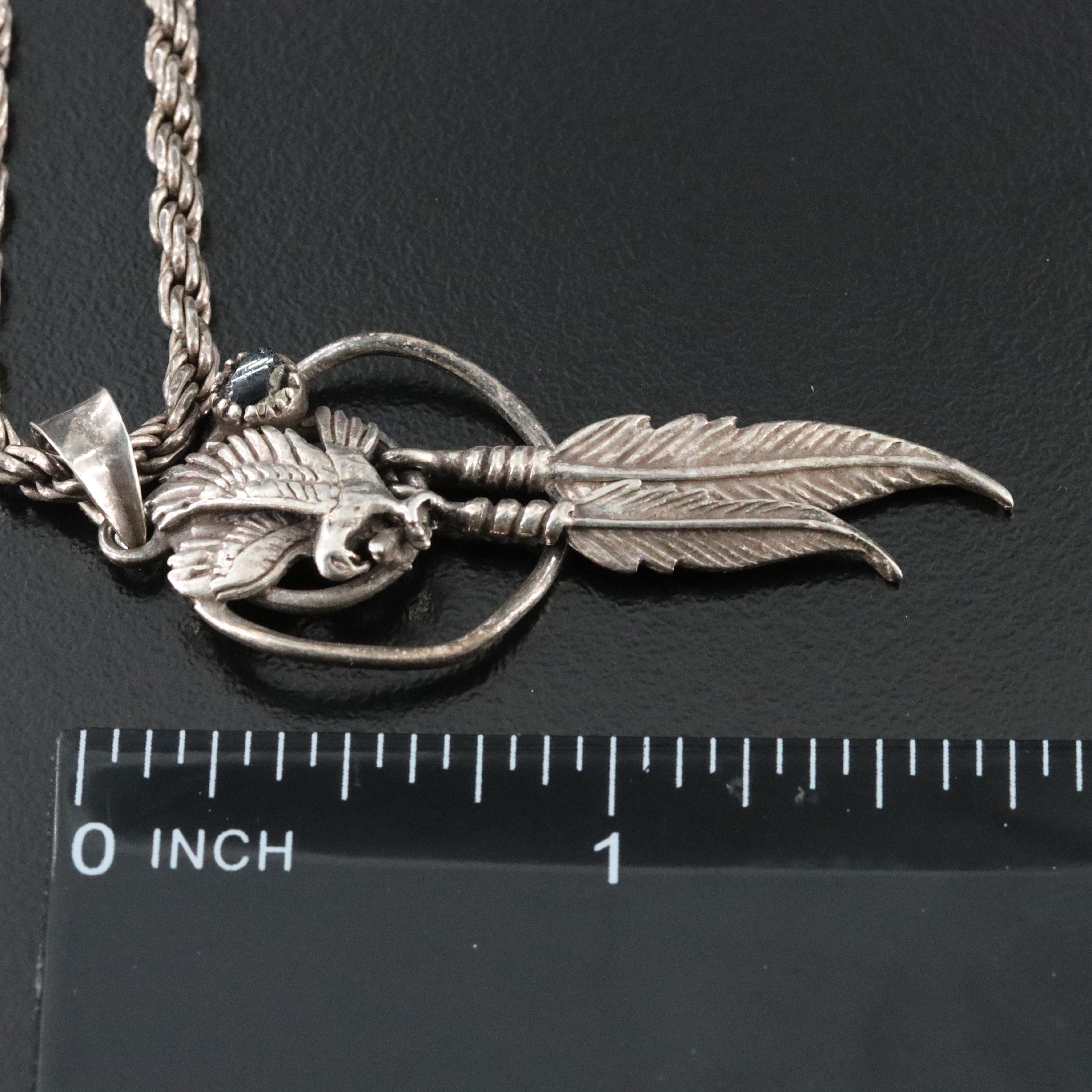 Sterling Obsidian Eagle Pendant Necklace