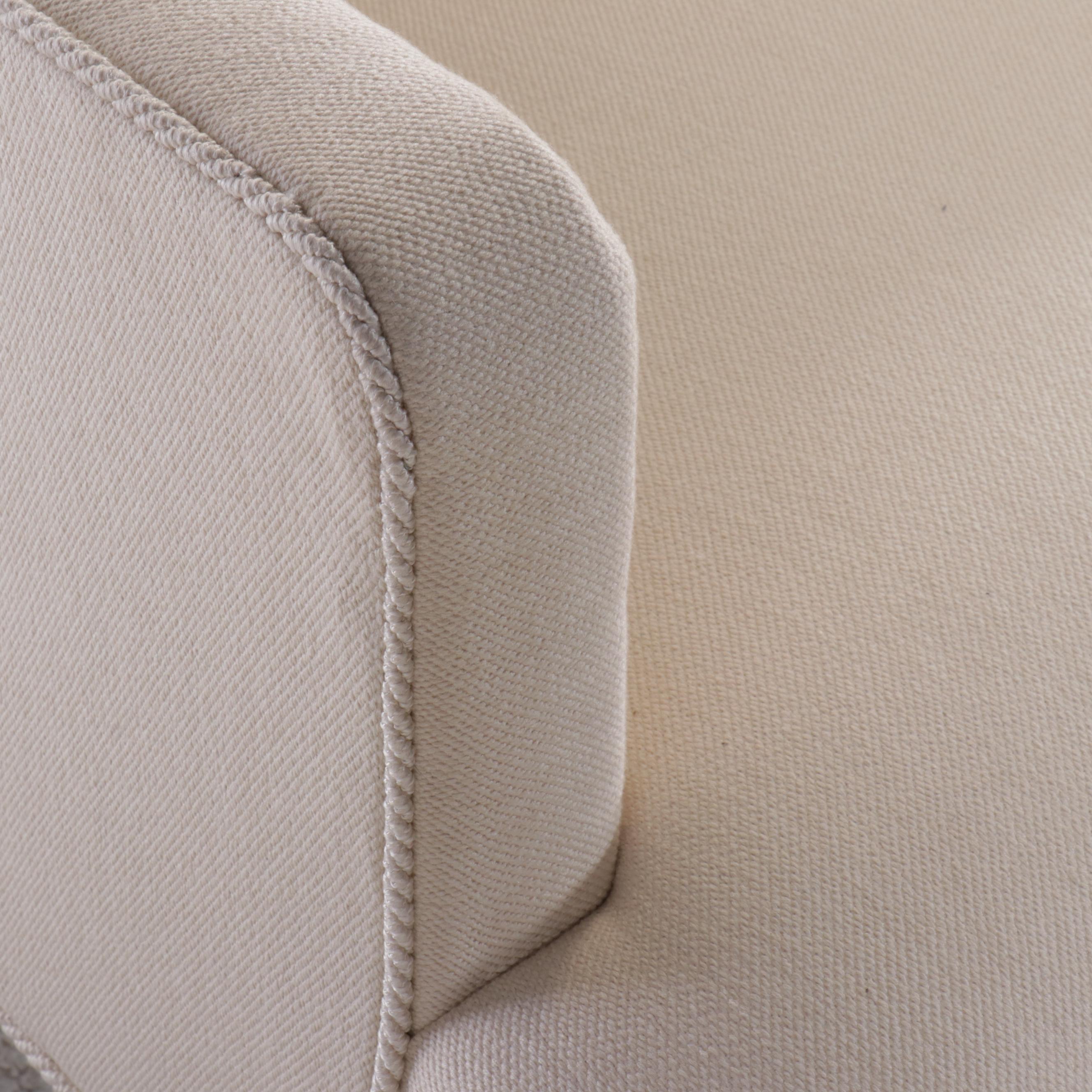 Contemporary White Upholstered Sofa with Accent Pillows