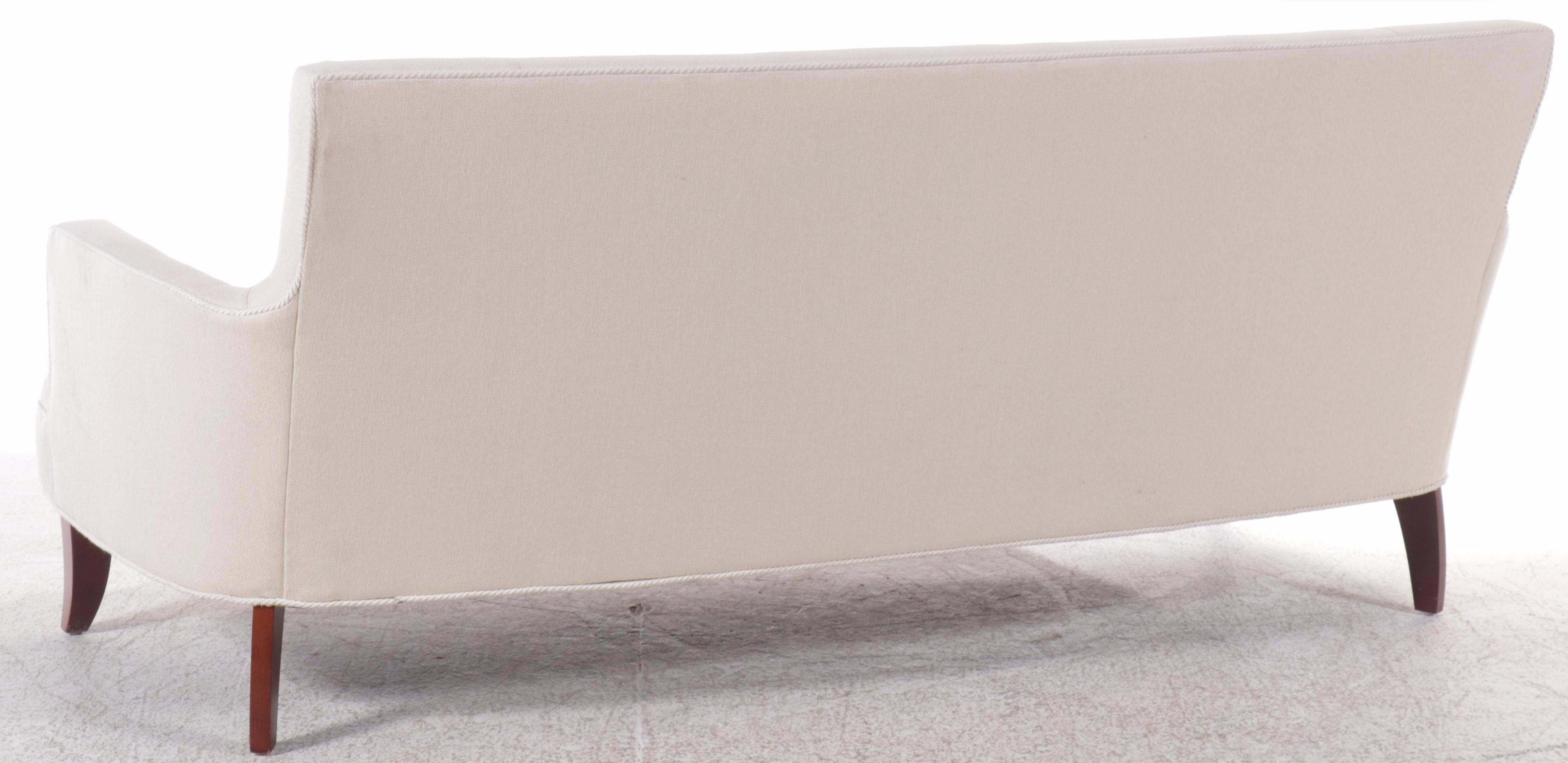 Contemporary White Upholstered Sofa with Accent Pillows