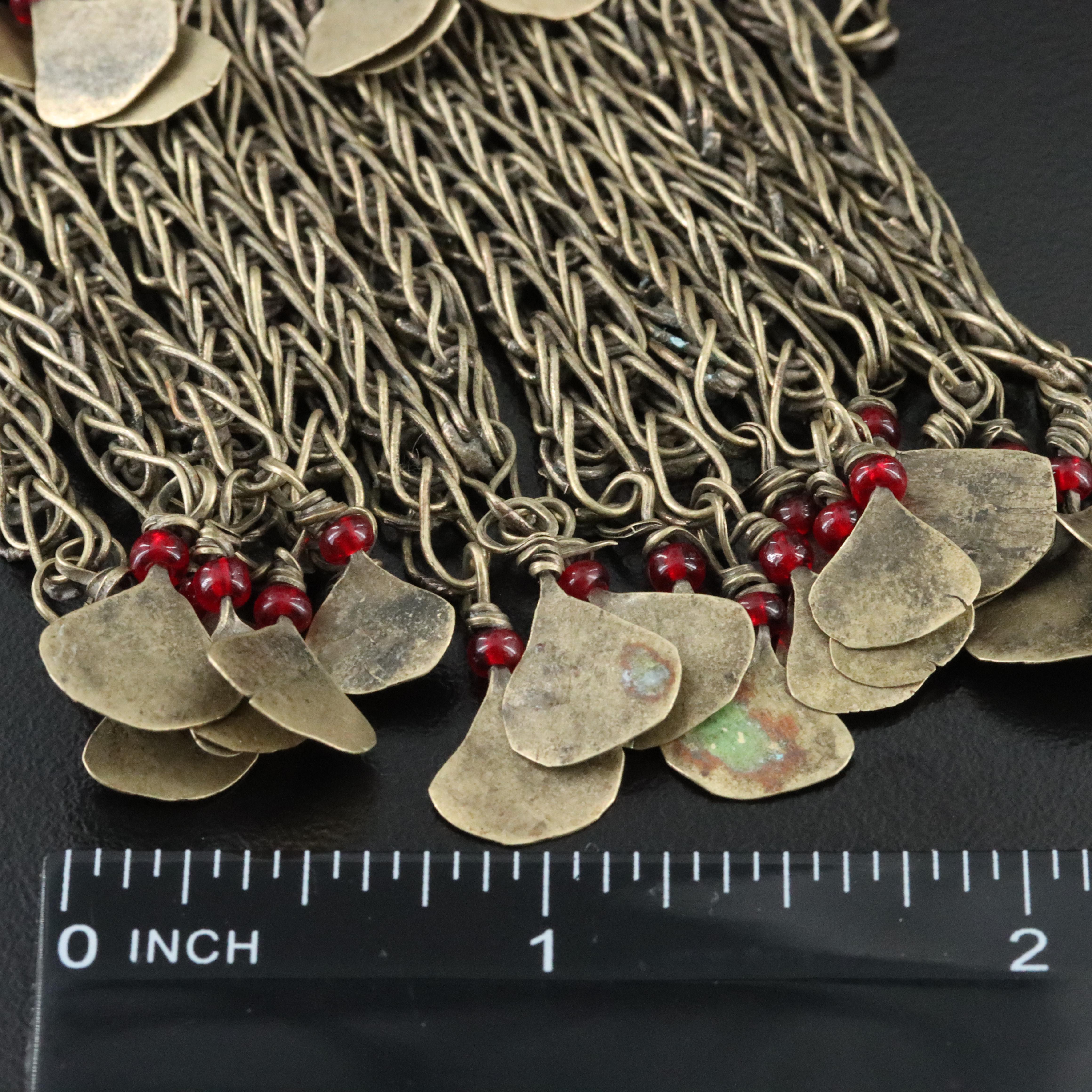 Wood, Glass, and Rhinestone Indian Assemblage Necklace