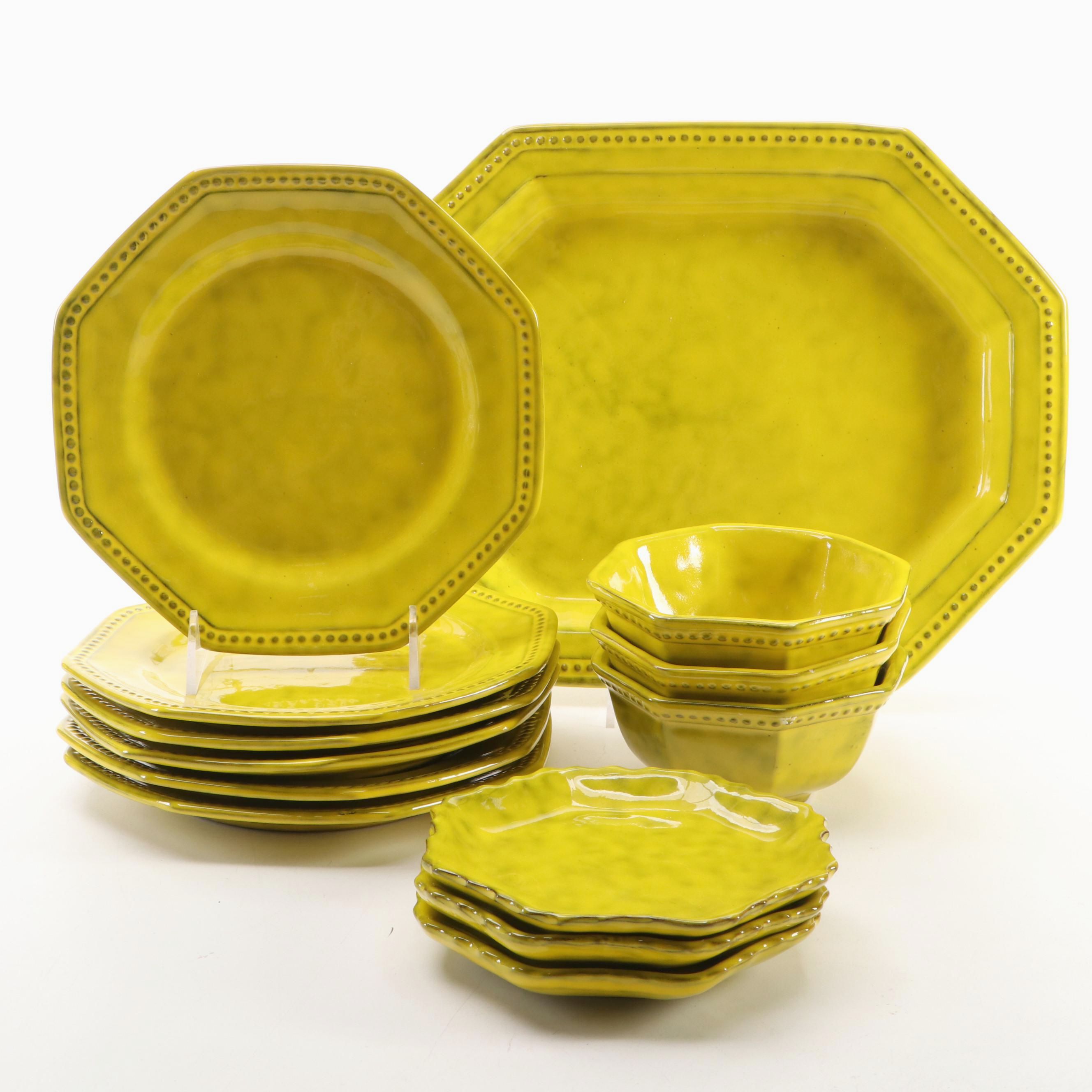 Peasant Valley Italian "Burnt Yellow" Ceramic Dinnerware, 20th Century