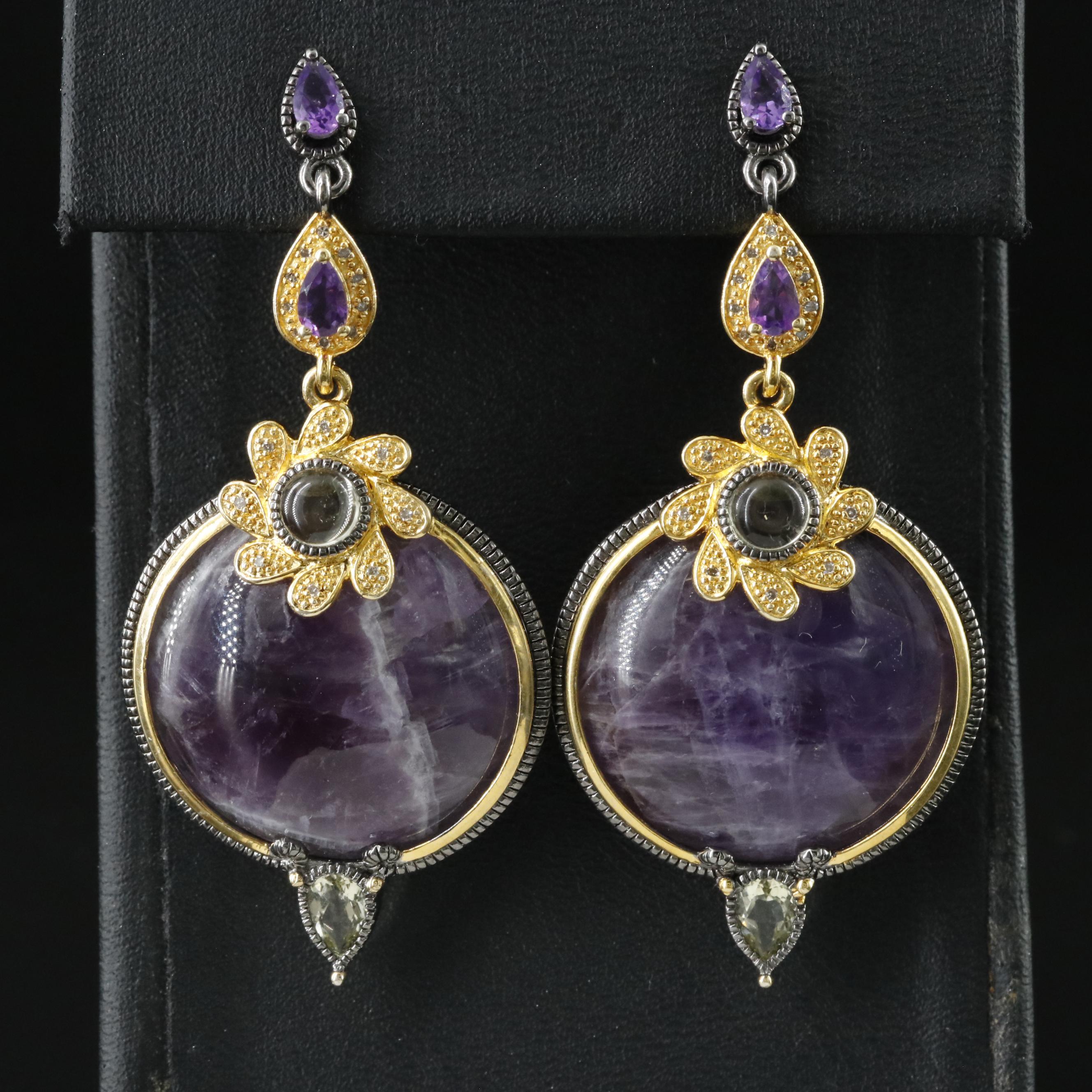 Sterling Amethyst and Gemstone Earrings