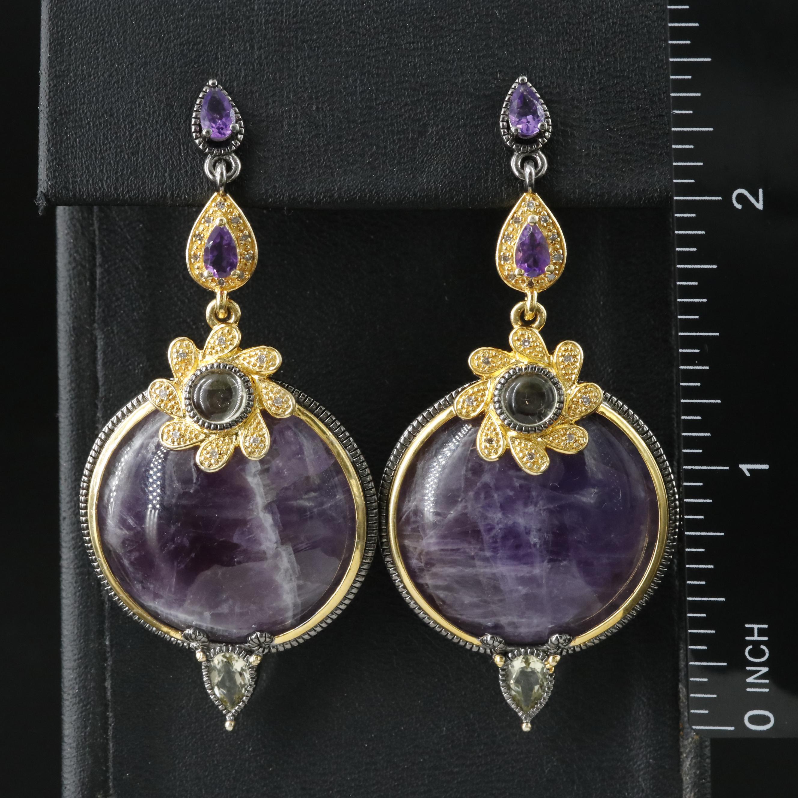 Sterling Amethyst and Gemstone Earrings