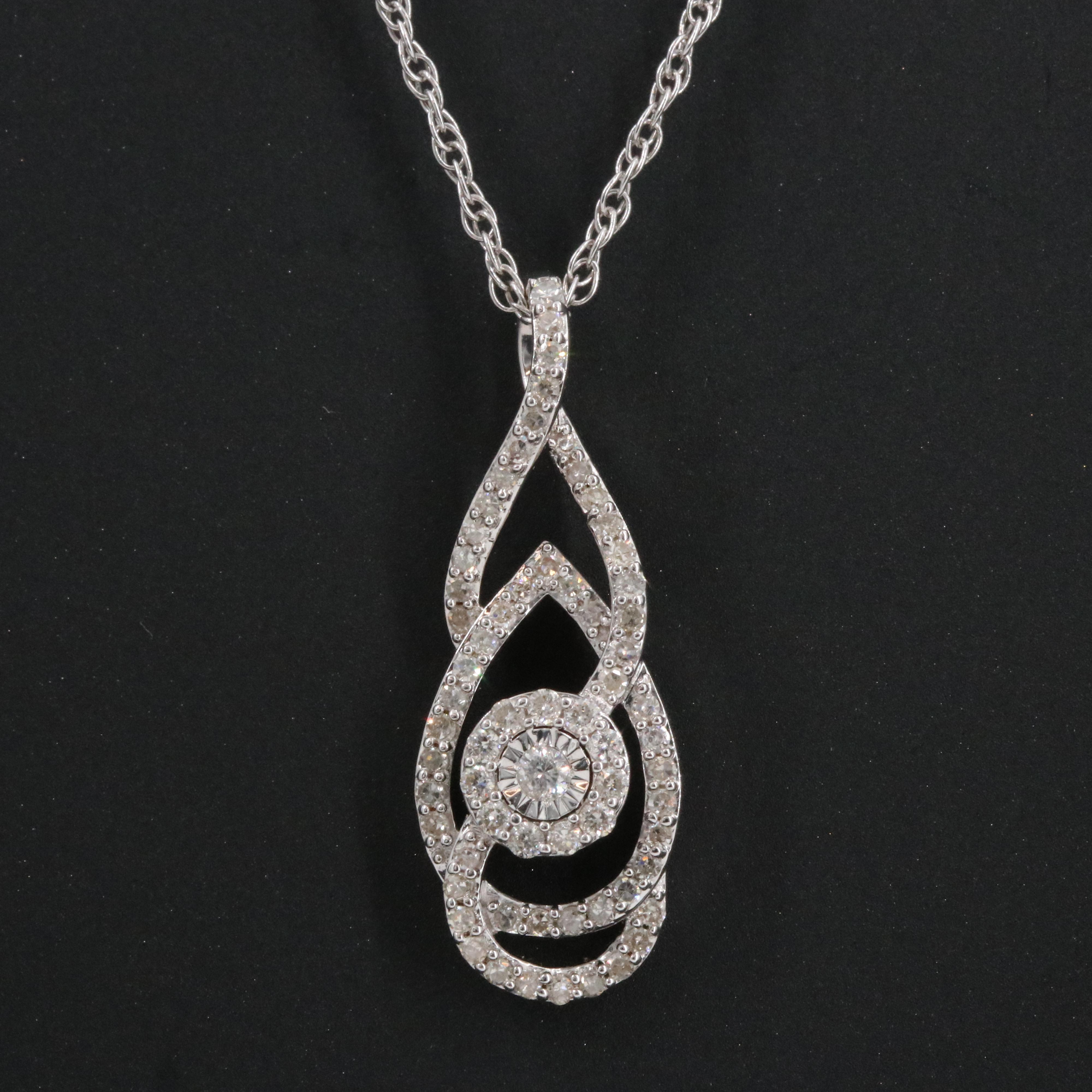 Sterling Diamond Pendant Necklace