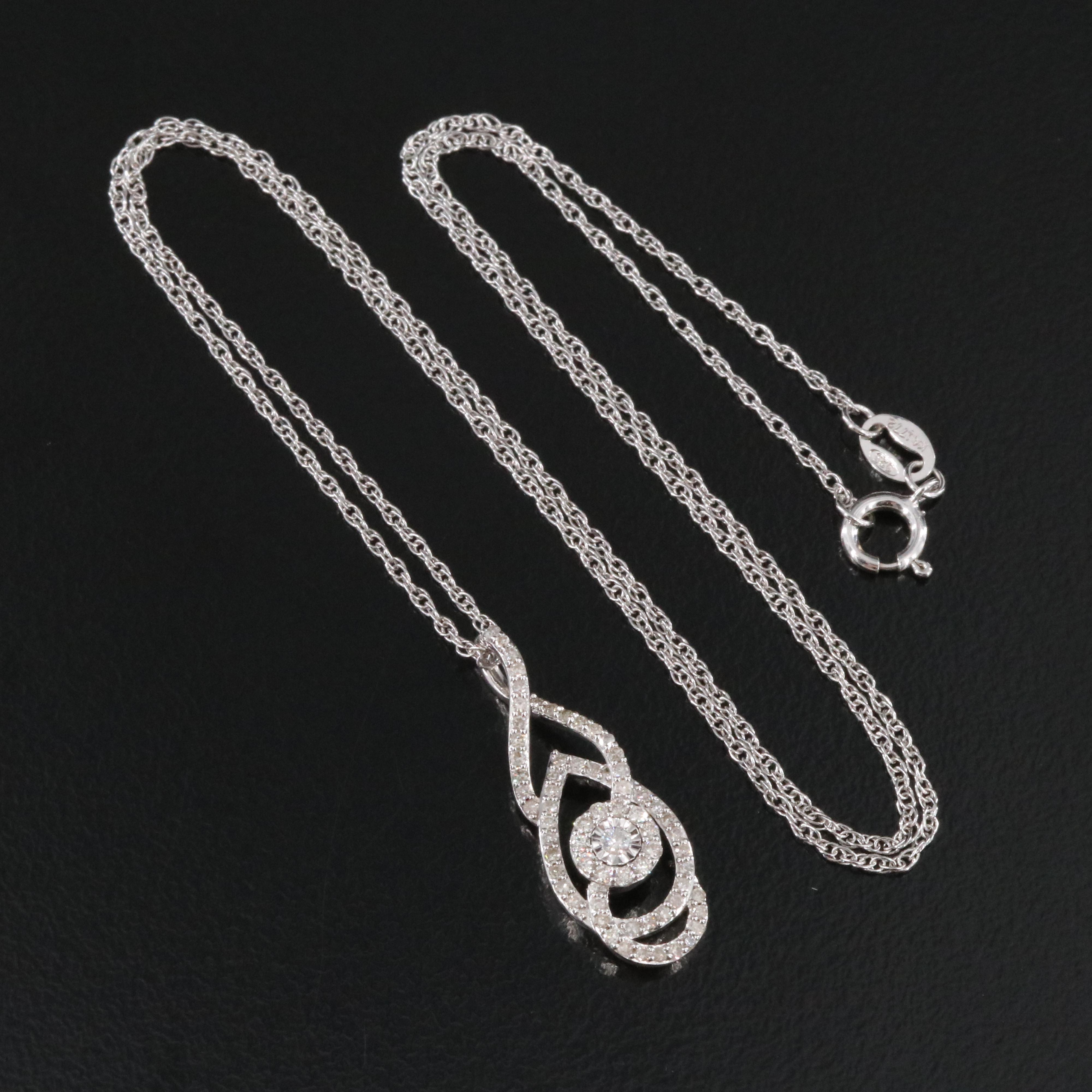 Sterling Diamond Pendant Necklace