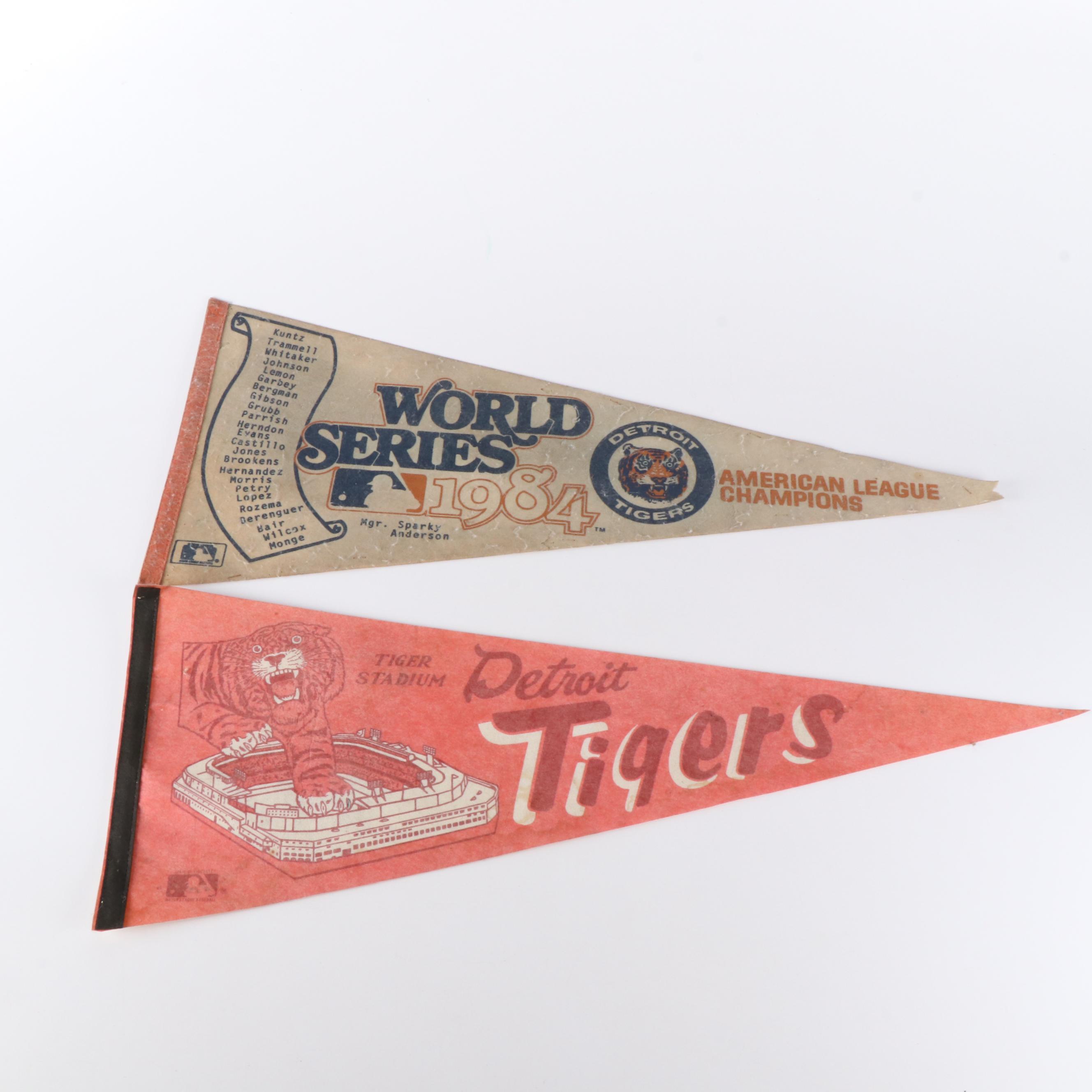 Detroit Tigers, Red Wings, and Pistons Sports Pennants, Late 20th Century