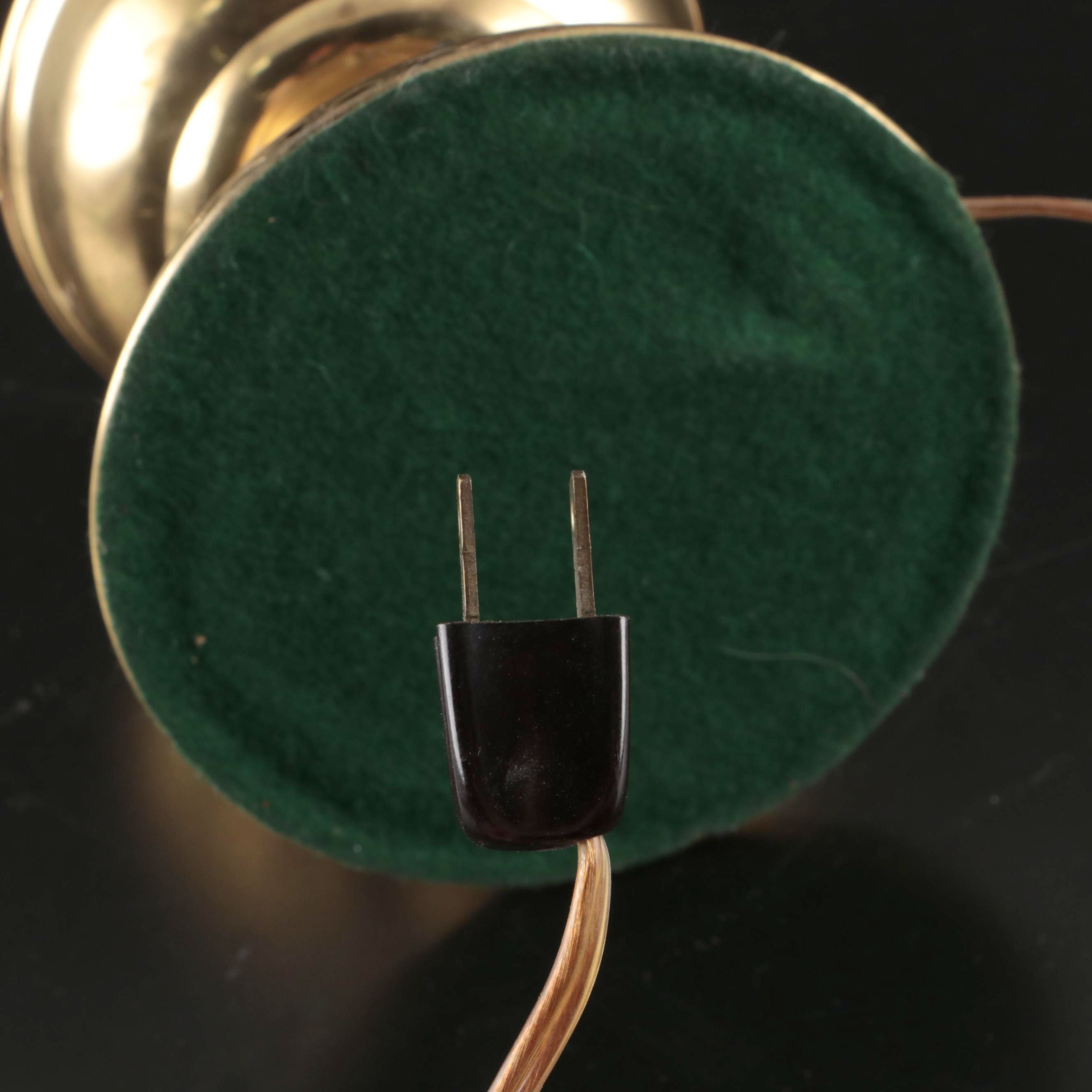 Victorian Brass Table Lamp with Ornate Brass Radio Shack Telephone