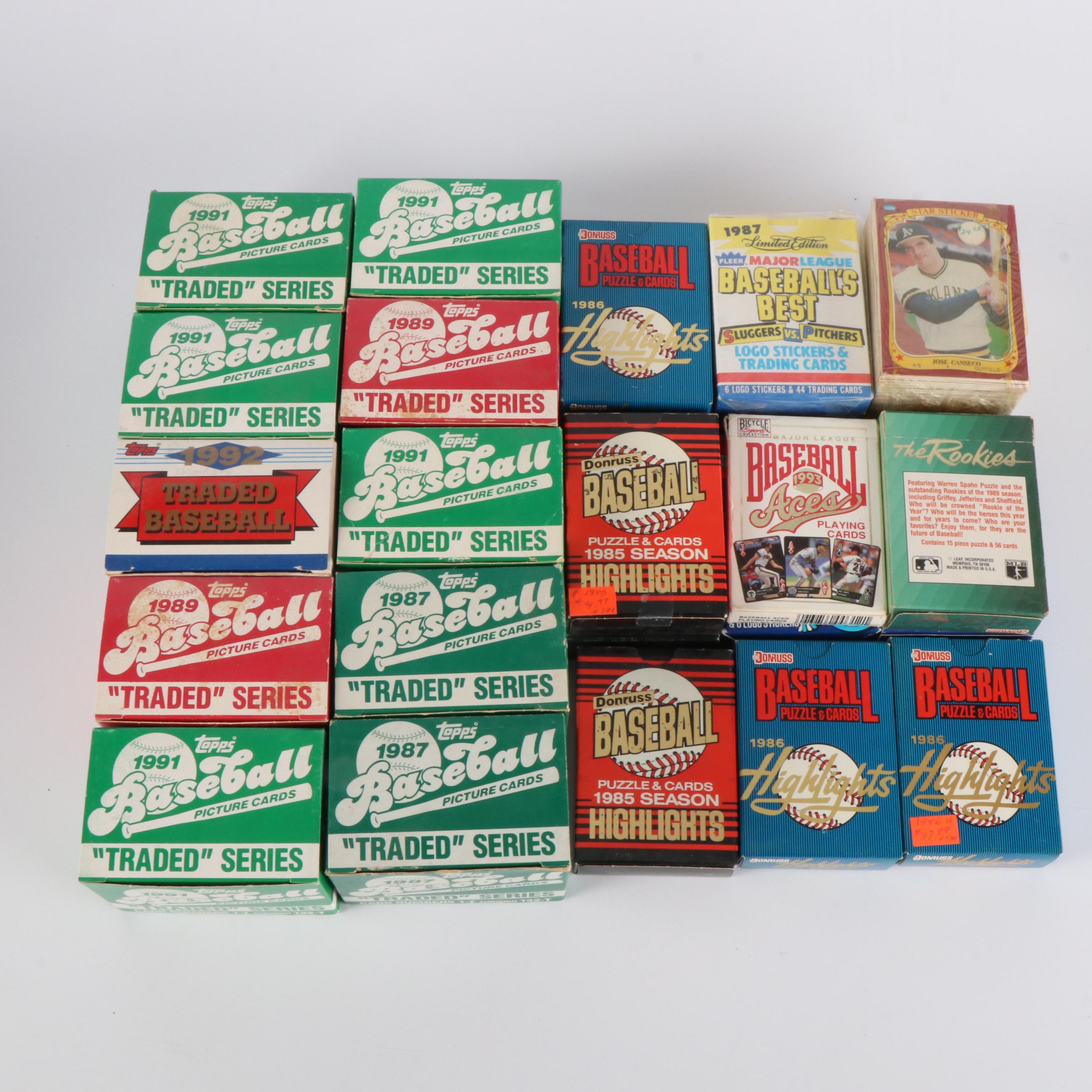Topps Traded, Donruss Highlights, and More Baseball Card Sets, 1980s-1990s