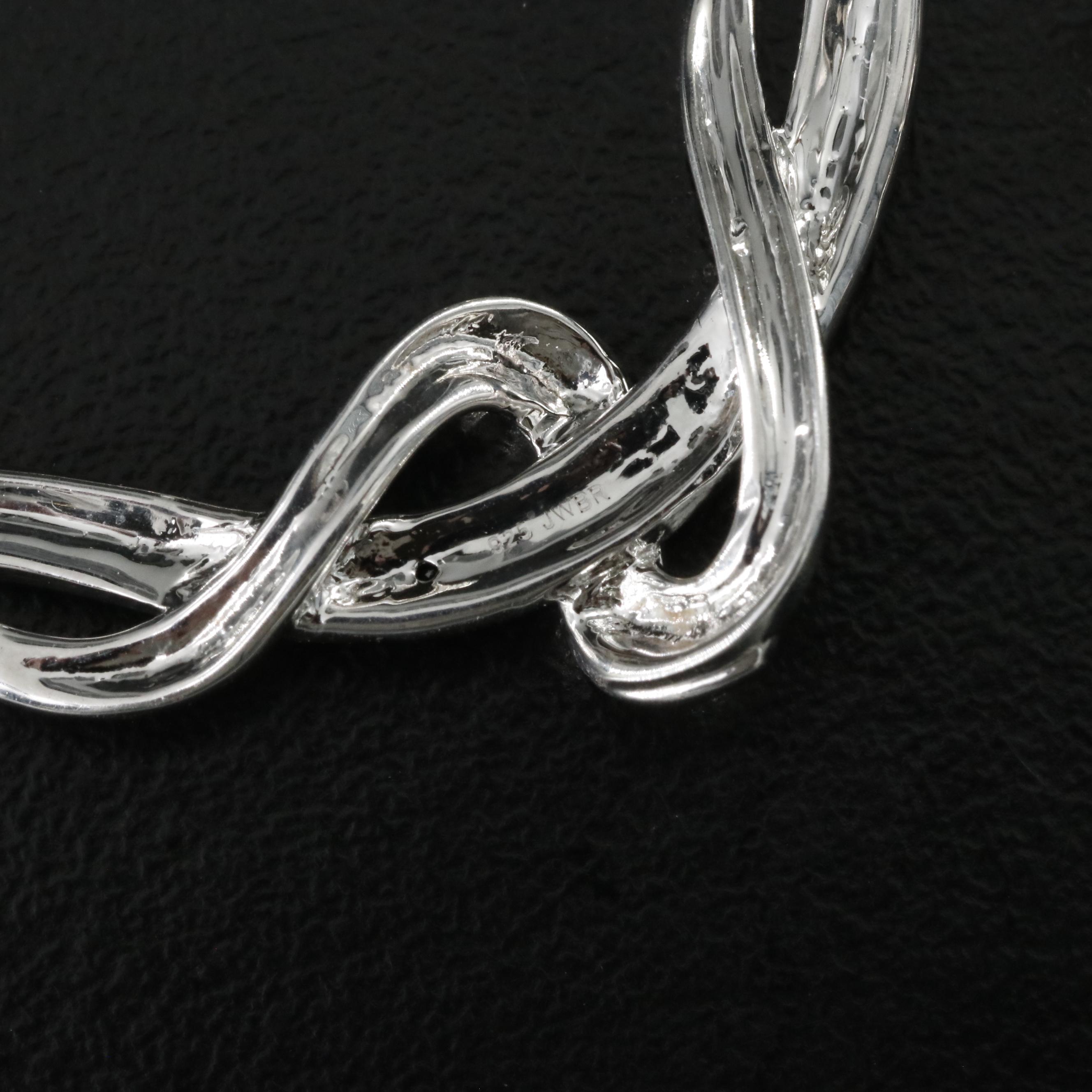 Sterling Diamond Necklace, Bracelet and Earrings with Fancy Diamond Accents