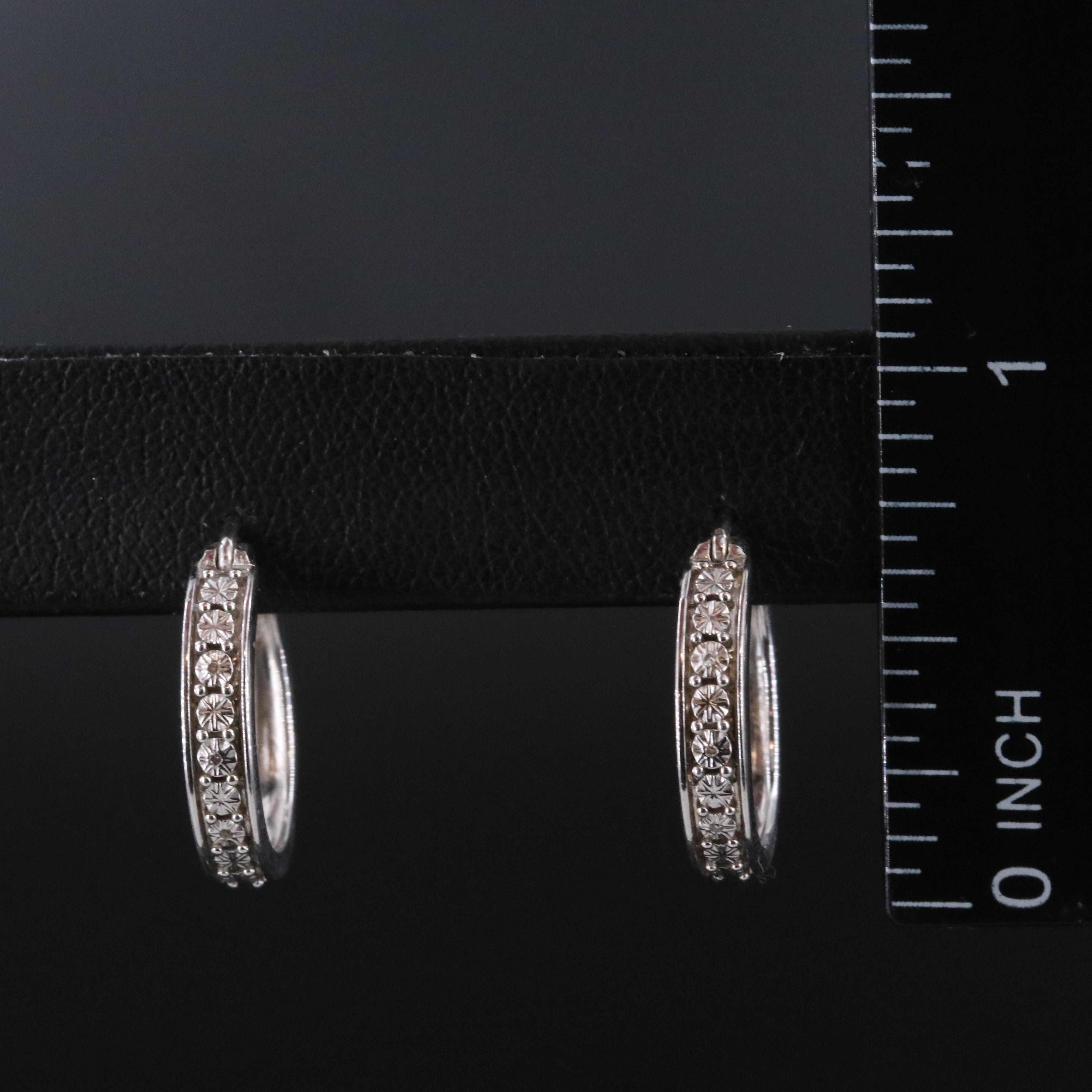 Sterling Diamond Hoop Earrings