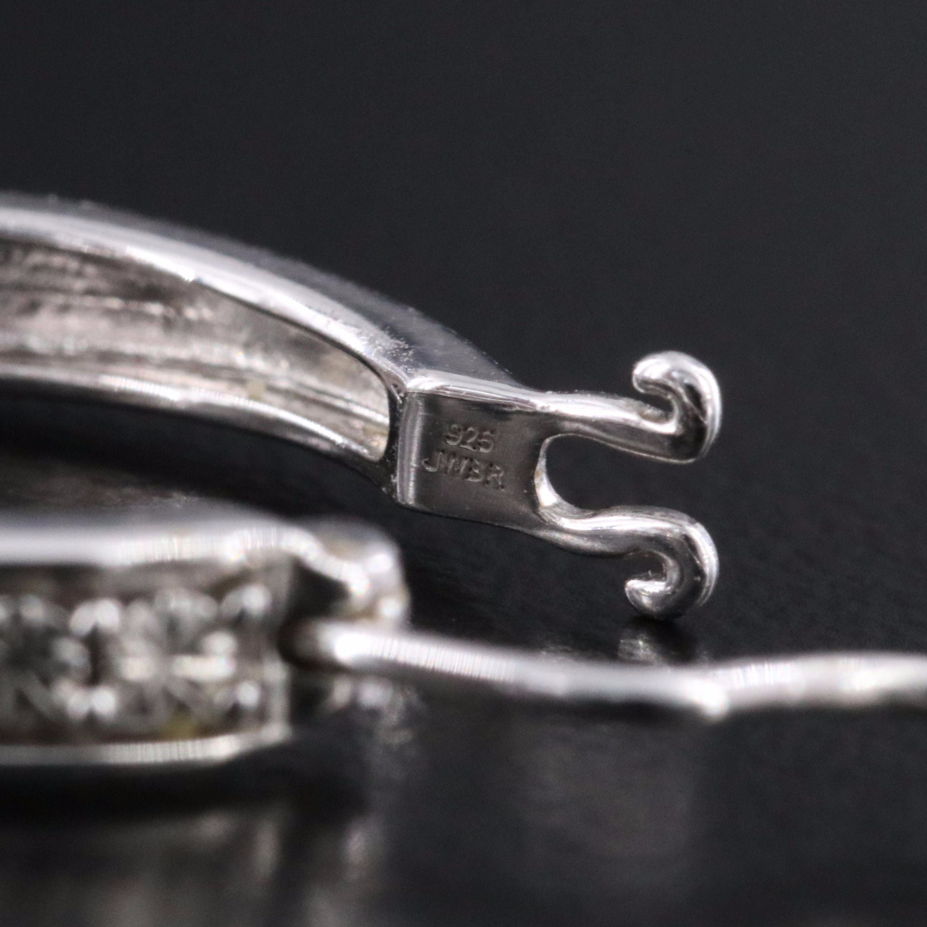 Sterling Diamond Hoop Earrings