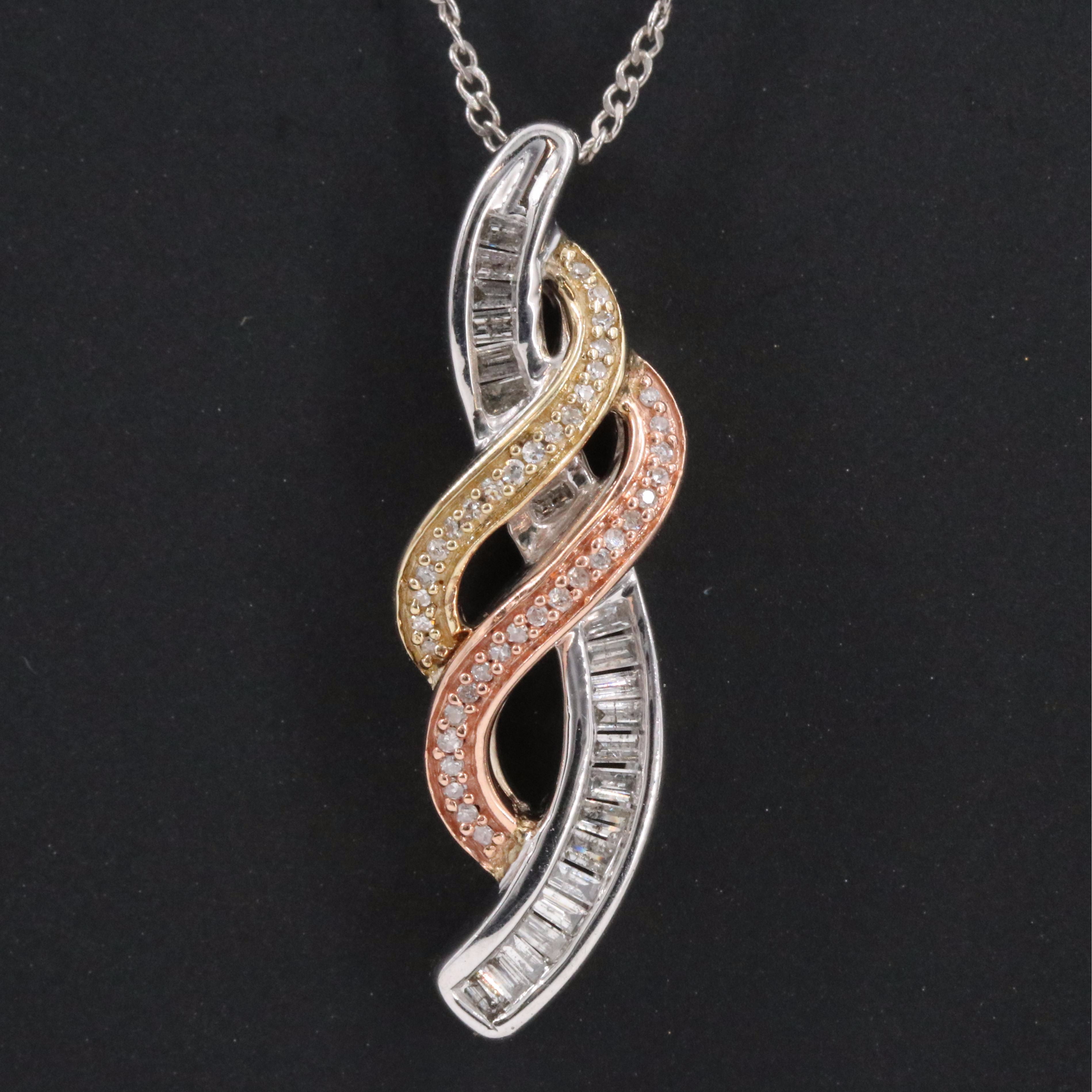 Sterling Diamond Pendant Necklace with 10K Accent