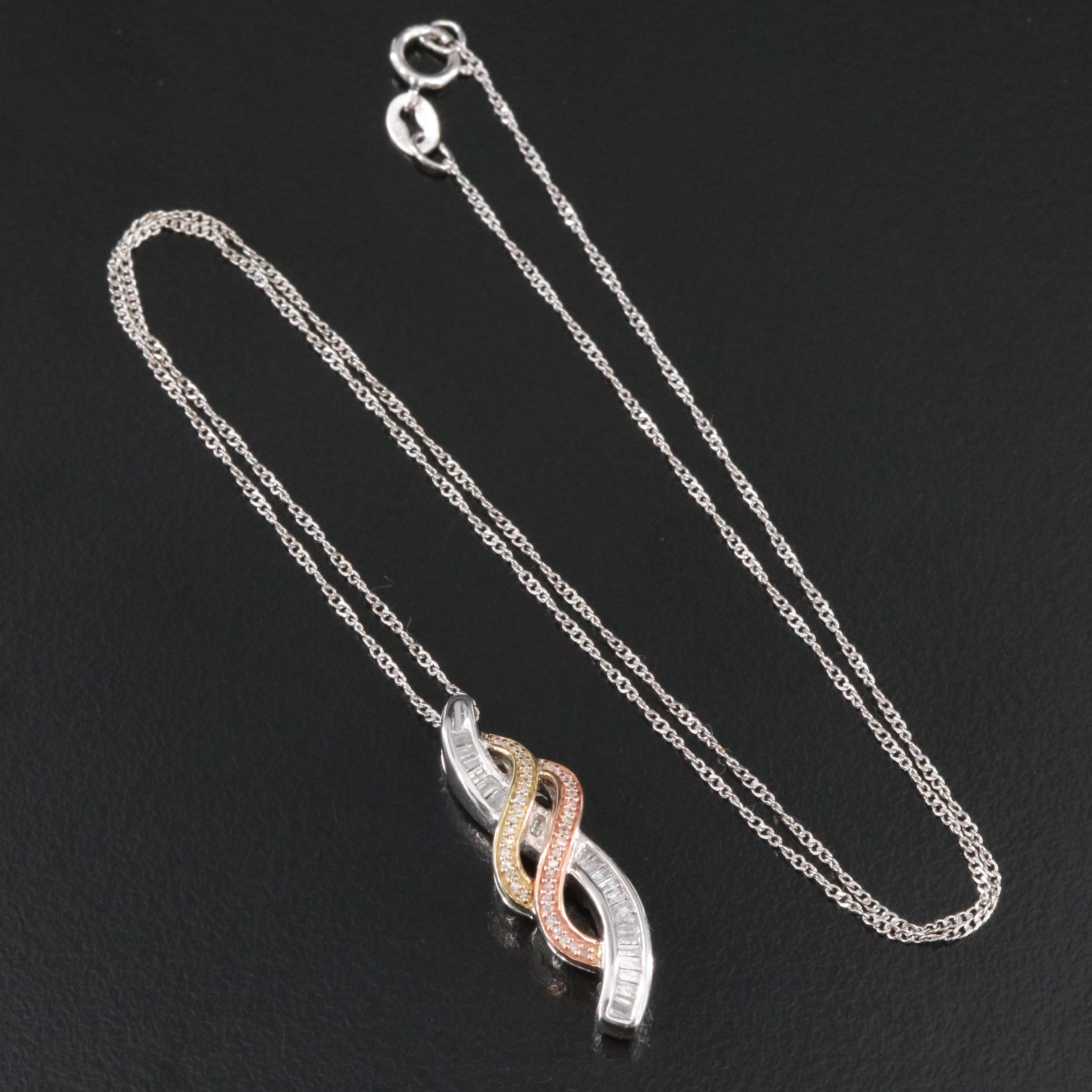 Sterling Diamond Pendant Necklace with 10K Accent