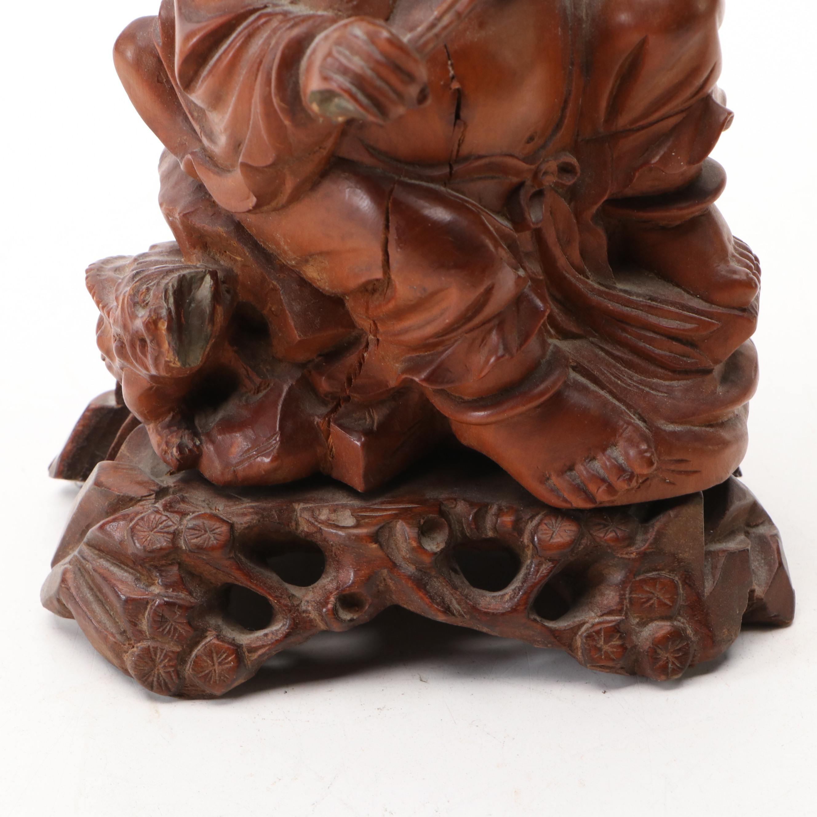Chinese Carved Boxwood Figurine, Mid to Late 20th Century
