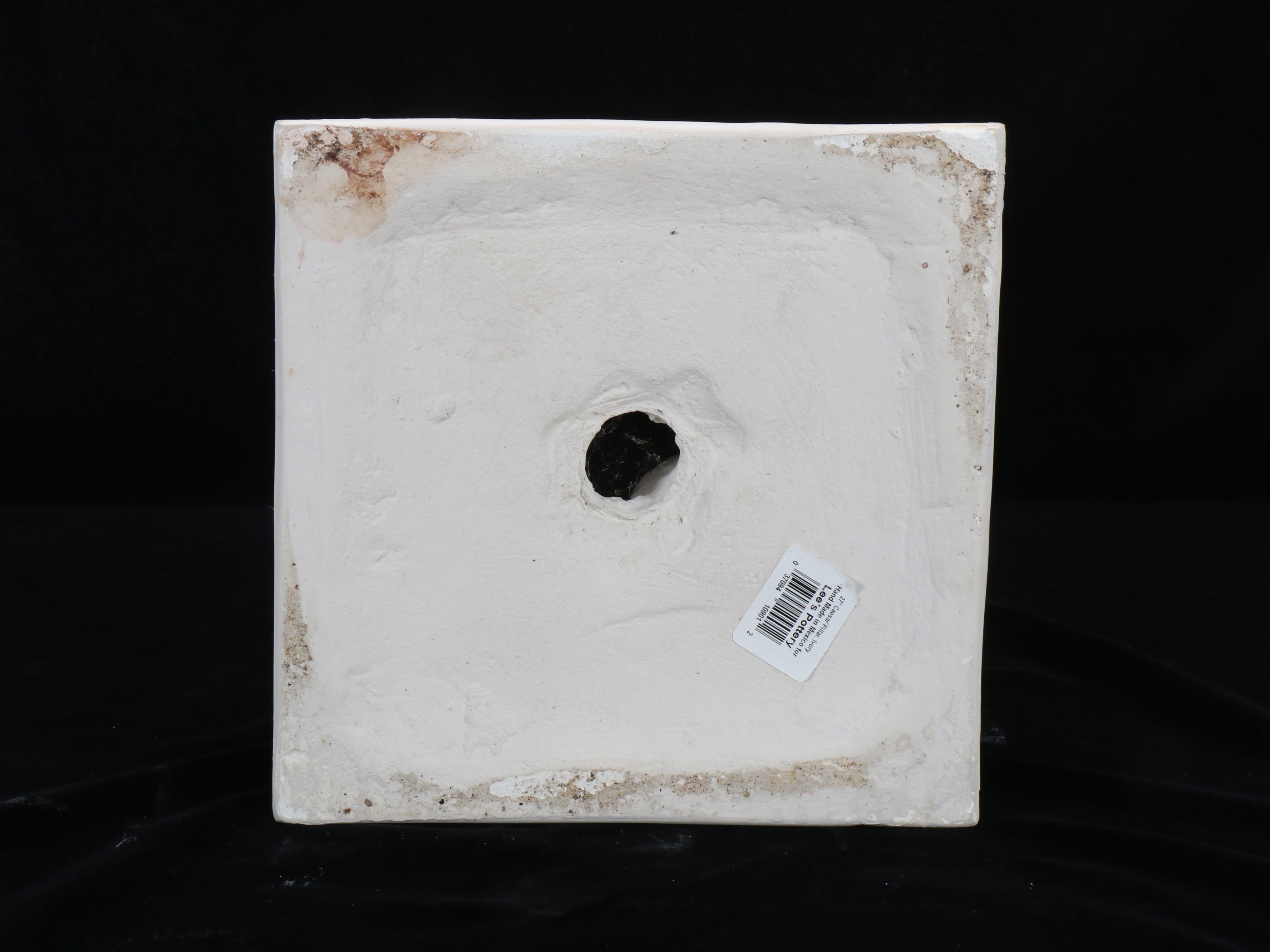 Mexican-Made Painted Cast Plaster Contemporary Pillar Plant Stand