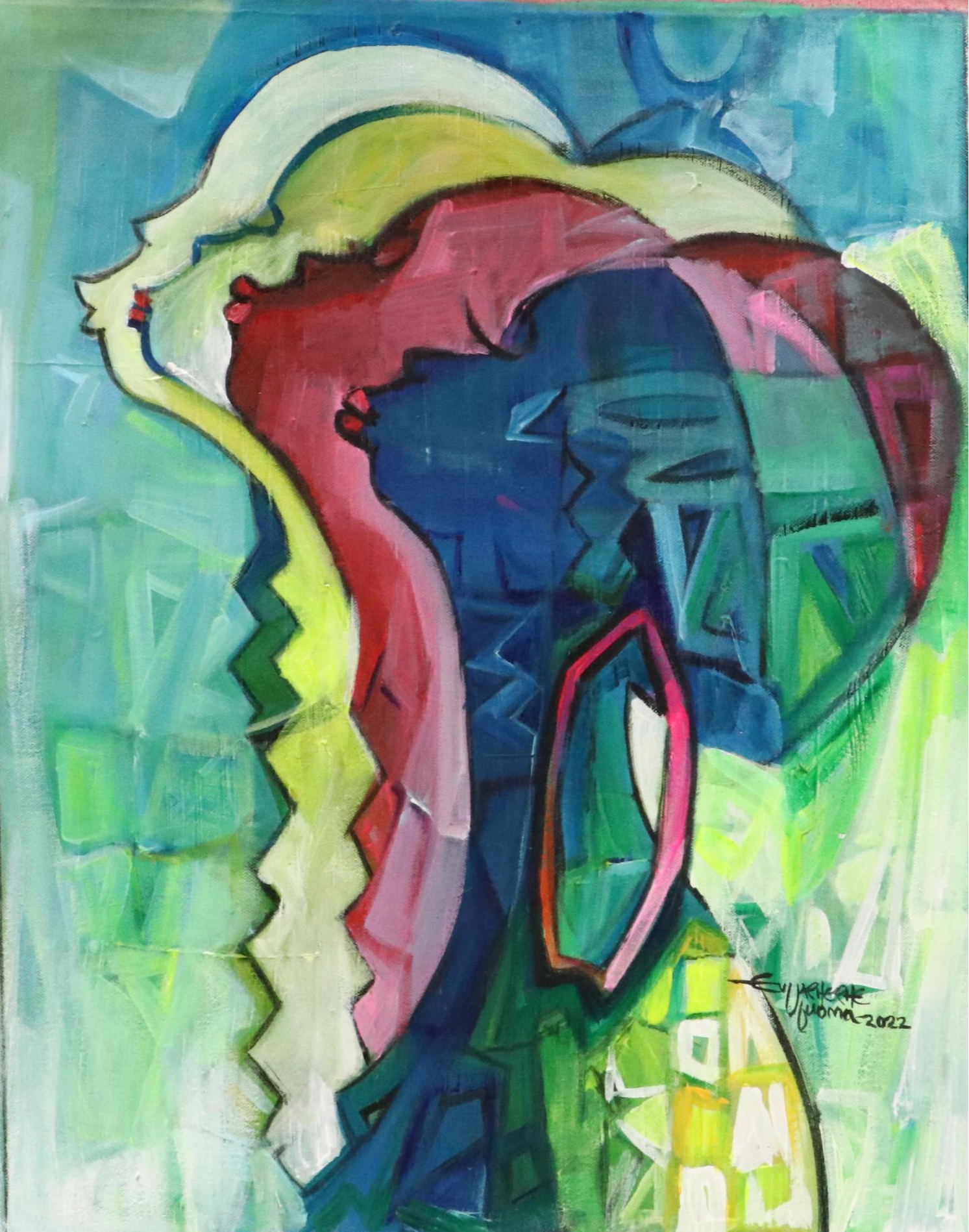 Ufuoma Evuarherhe Modernist Acrylic Painting "Prayers," 2022