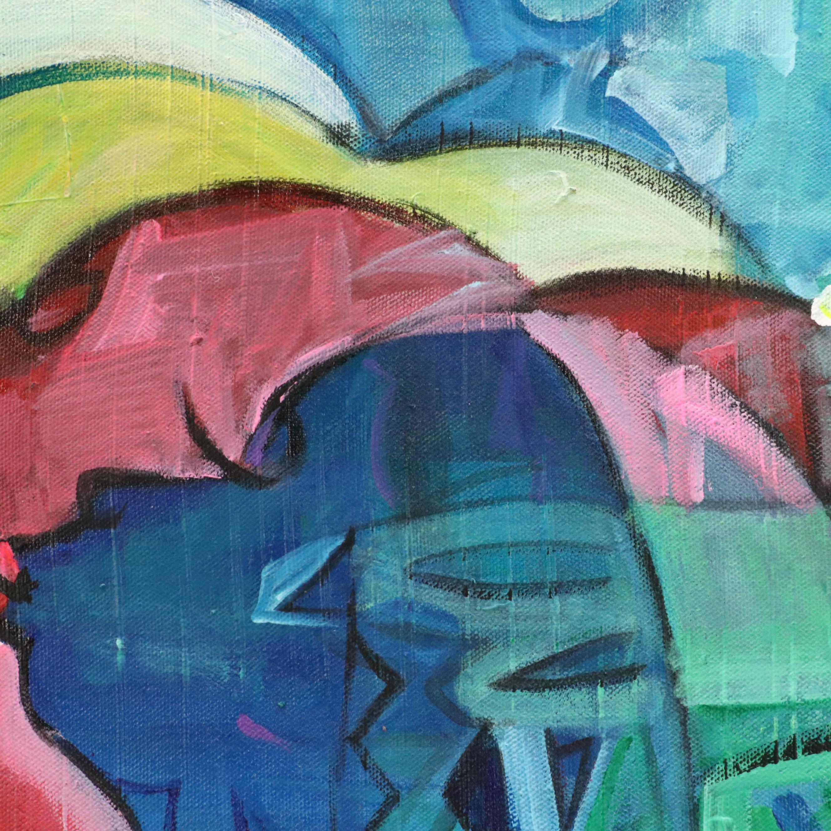 Ufuoma Evuarherhe Modernist Acrylic Painting "Prayers," 2022