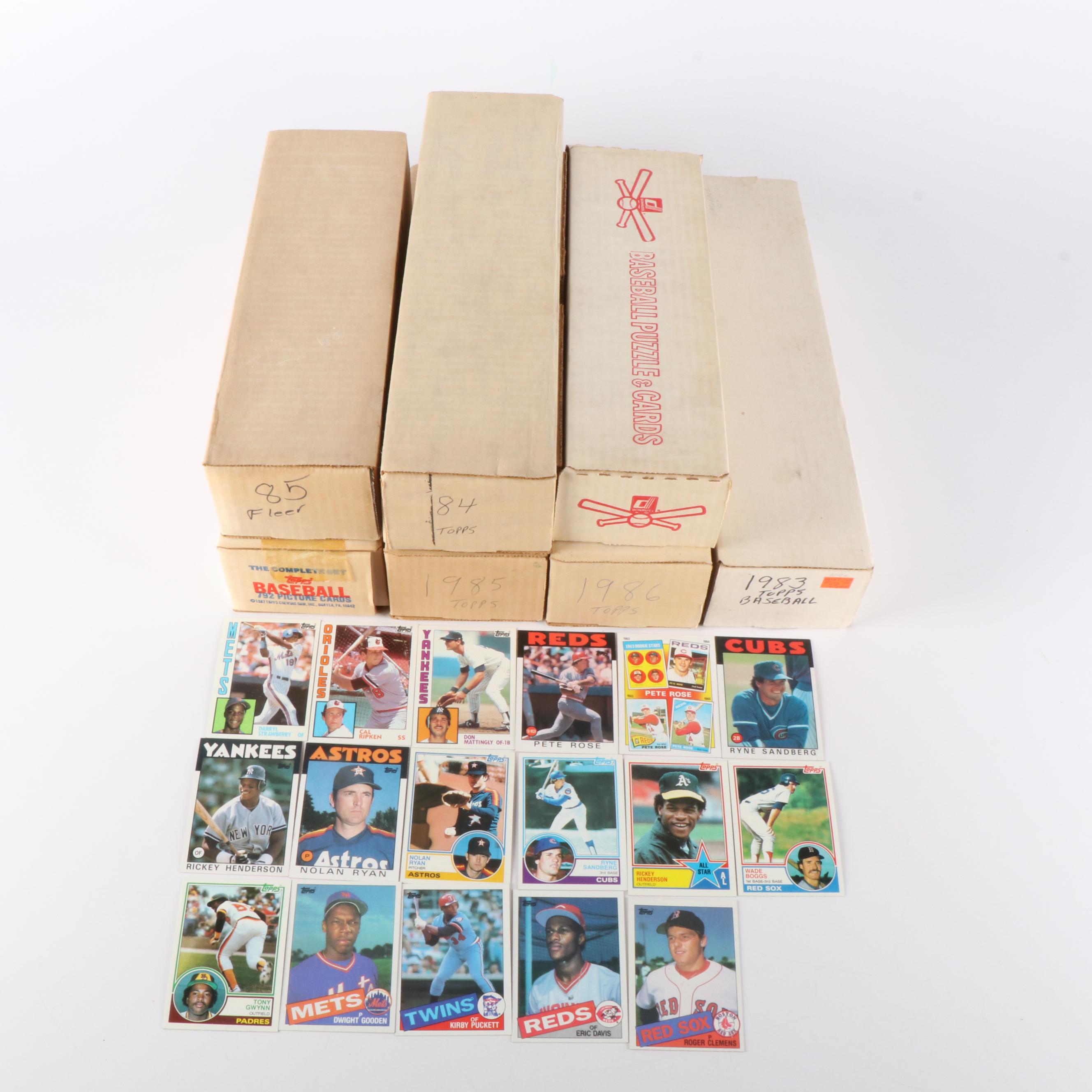 Topps, Fleer, and Donruss Baseball Card Sets with Clemens & Puckett Rookies