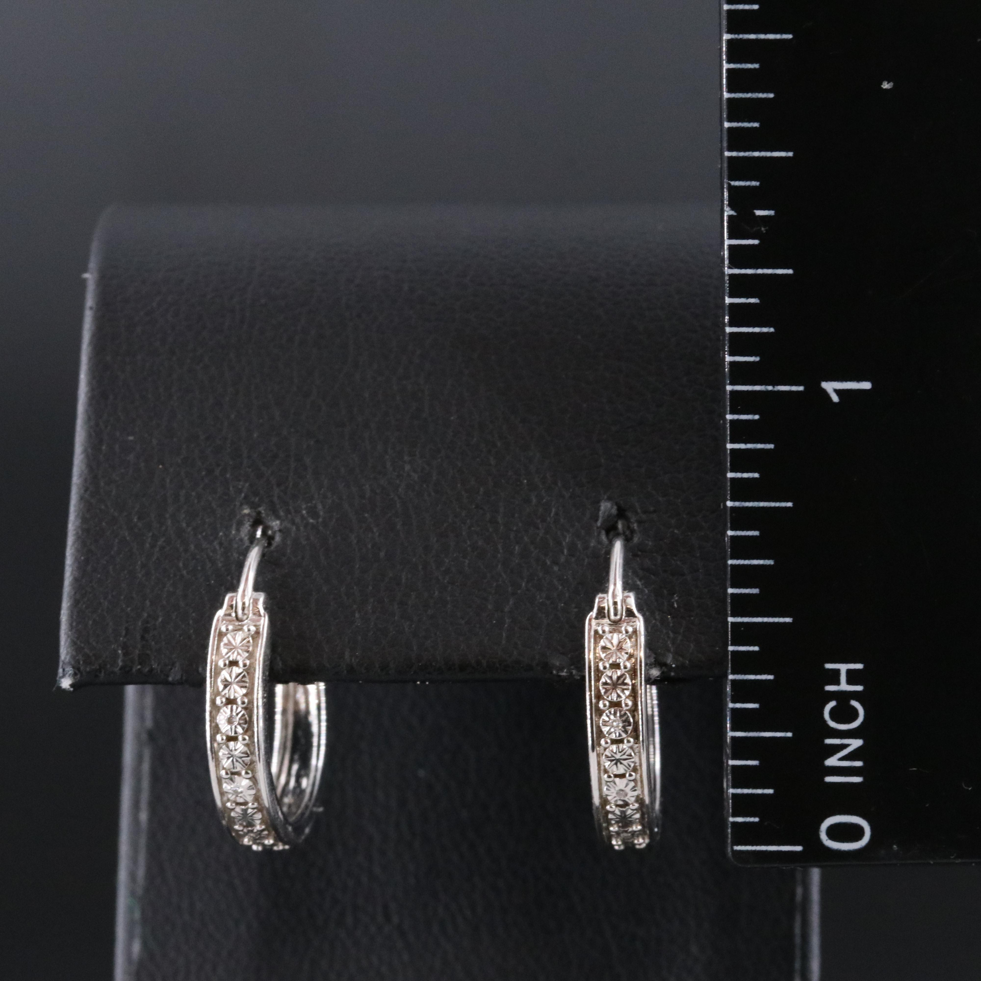 Sterling Diamond Hoop Earrings
