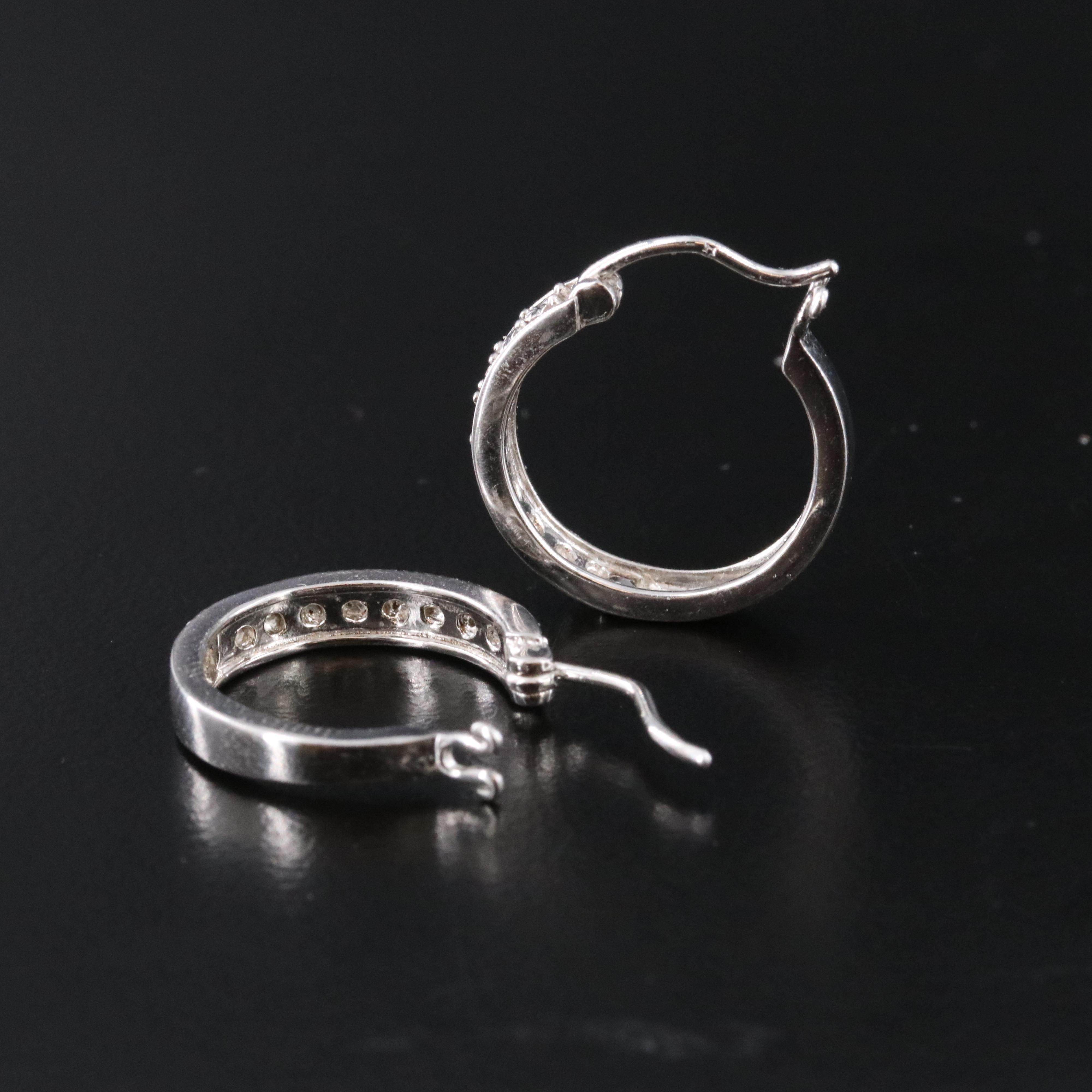 Sterling Diamond Hoop Earrings