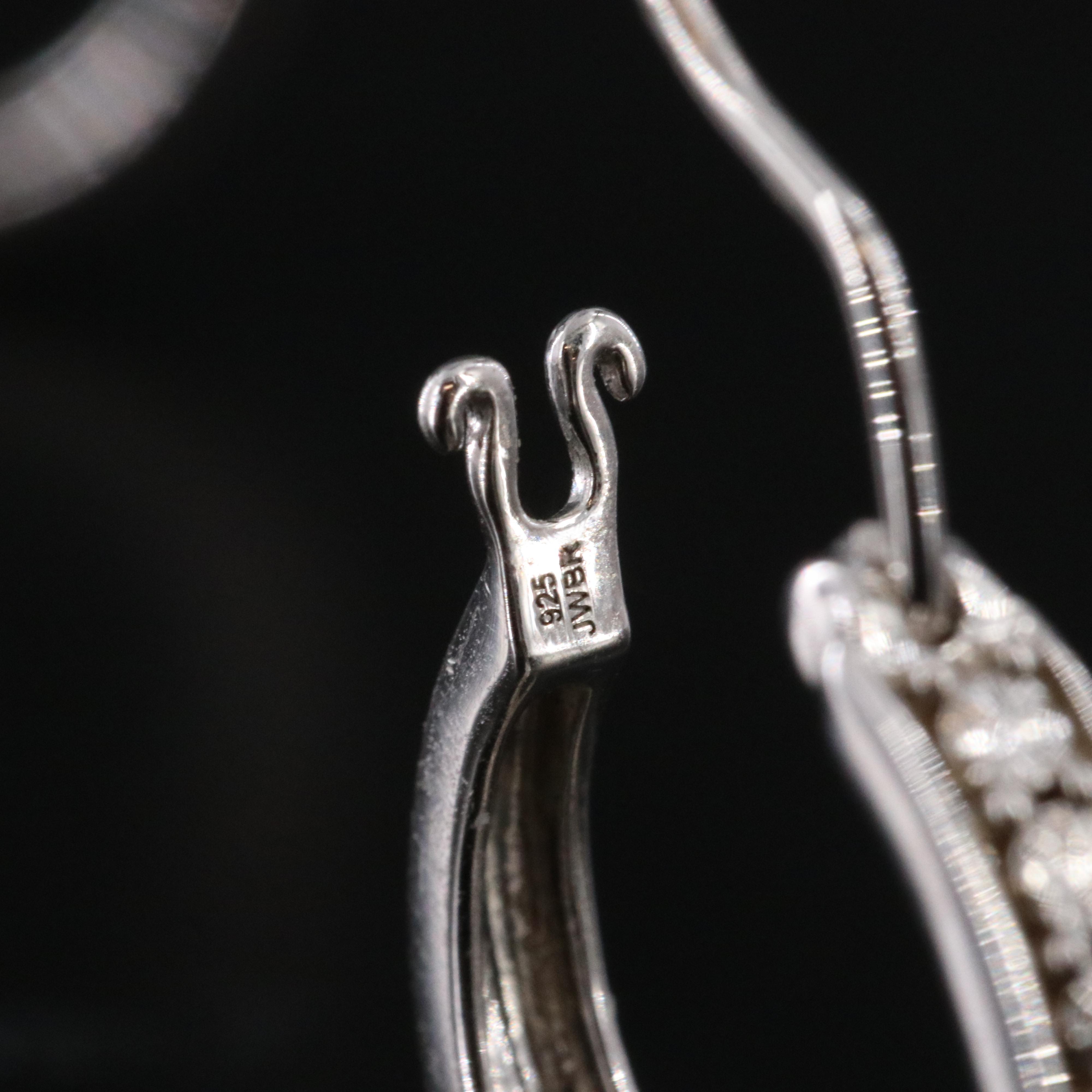 Sterling Diamond Hoop Earrings