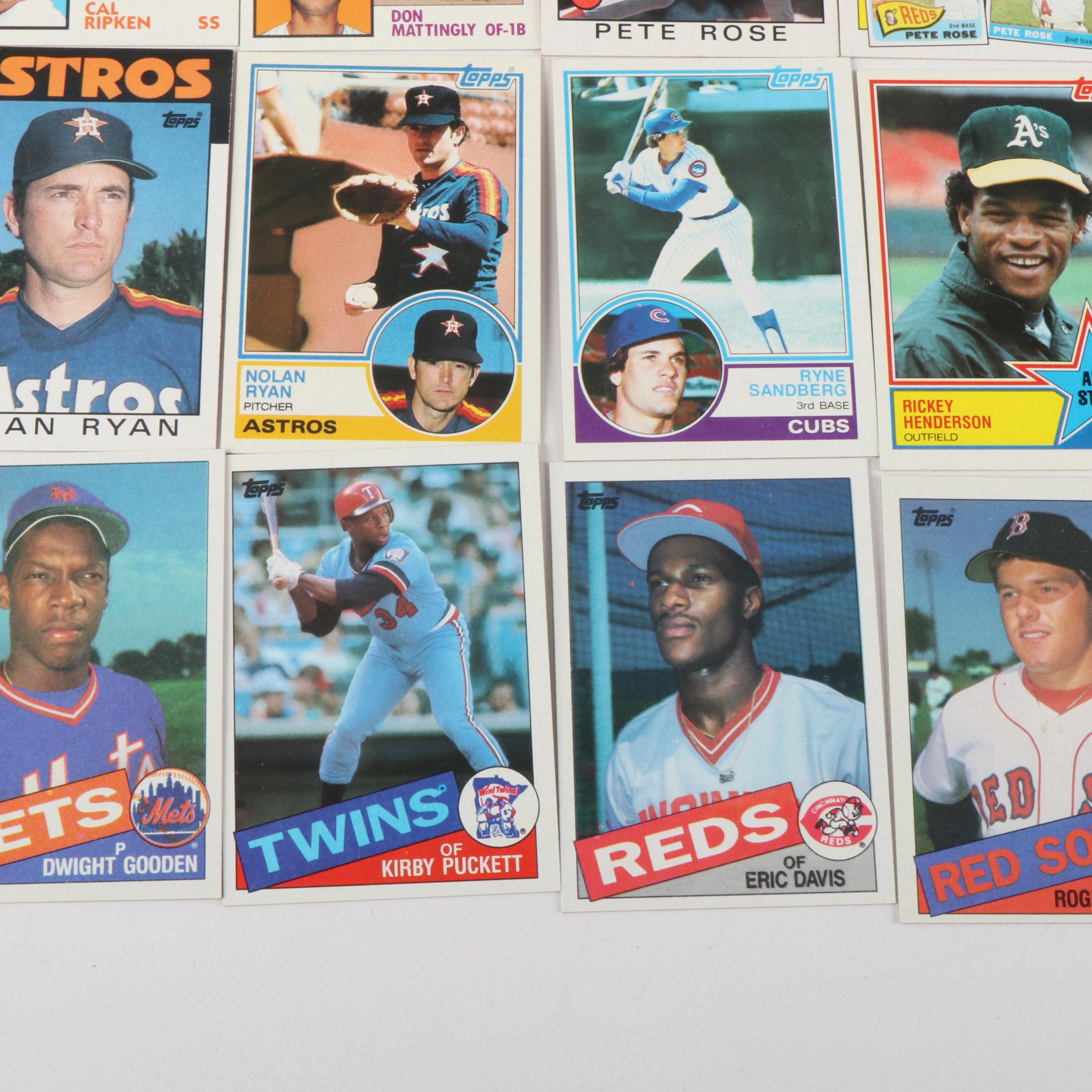 Topps, Fleer, and Donruss Baseball Card Sets with Clemens & Puckett Rookies