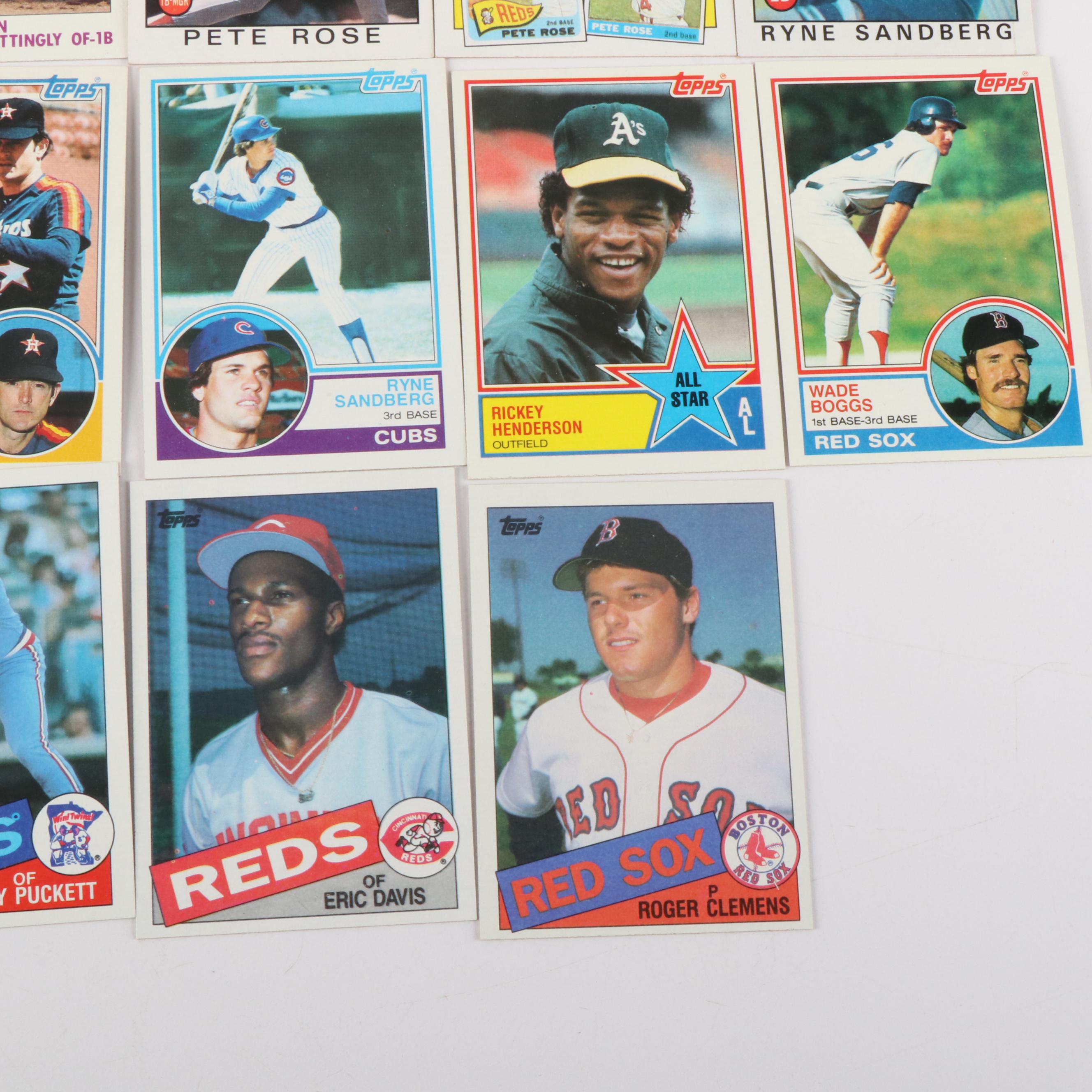 Topps, Fleer, and Donruss Baseball Card Sets with Clemens & Puckett Rookies